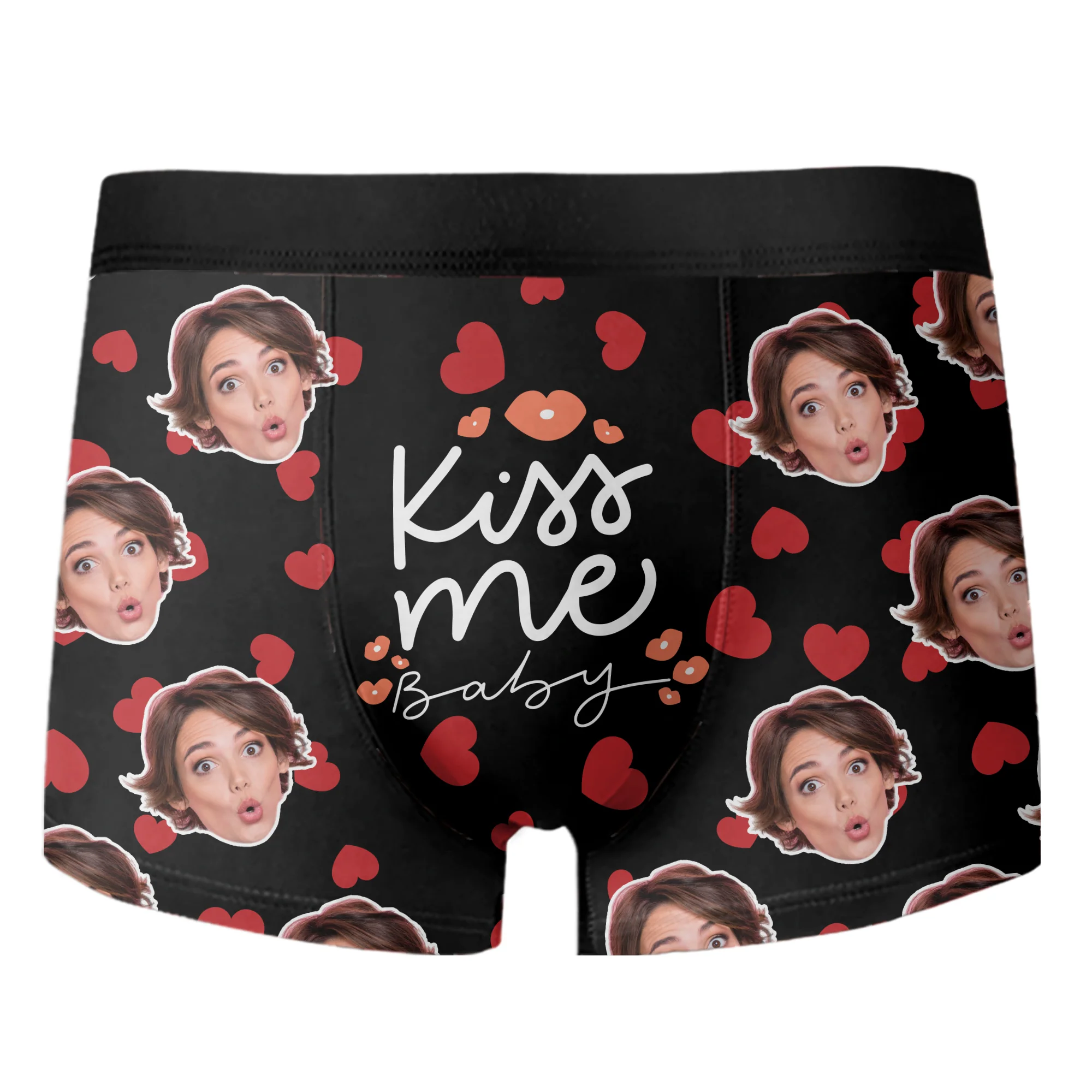 Custom Face Photo Kiss Me Men's Boxer Brief Funny Valentine Gift For Husband/Boyfriend CH07 899742 - Image 5