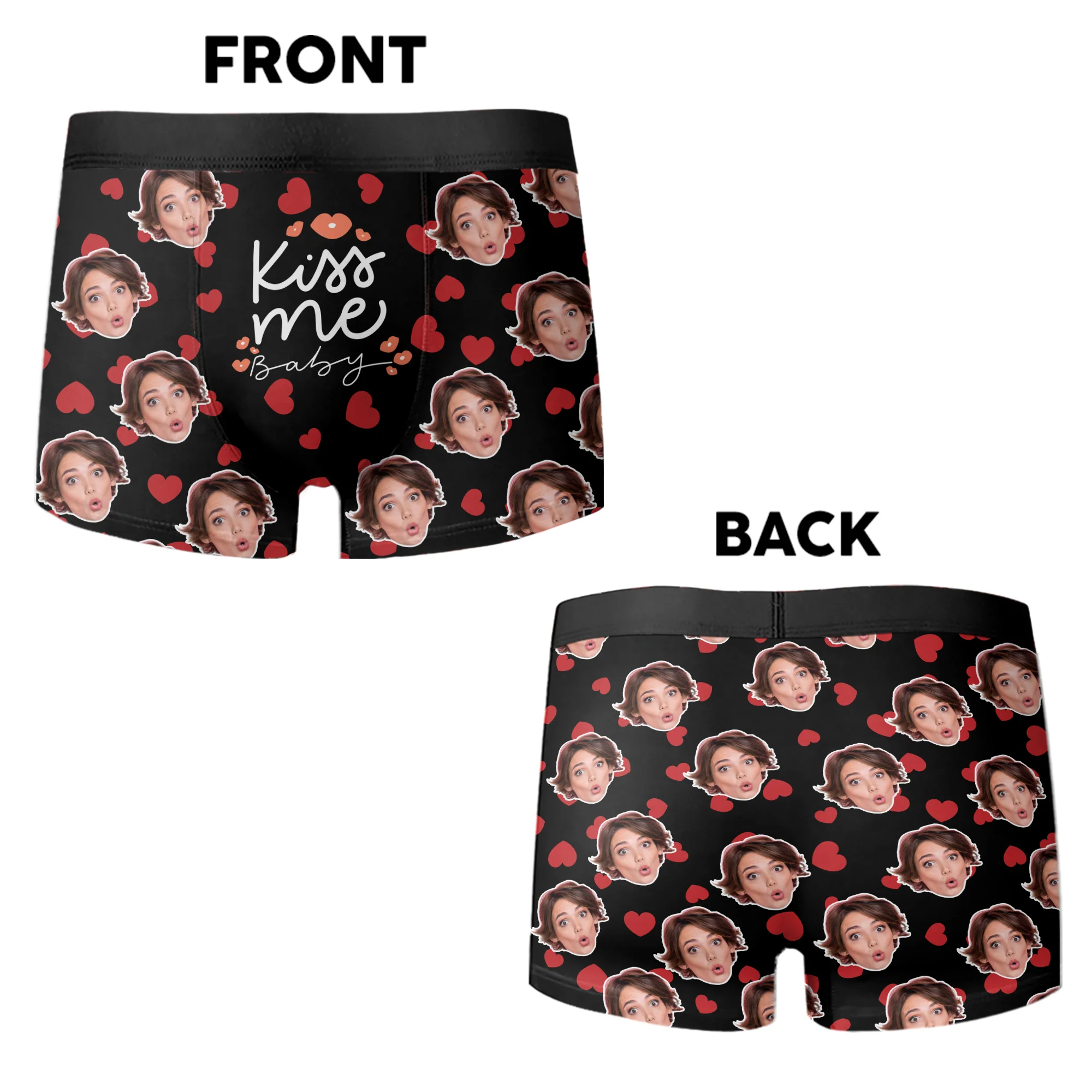 Custom Face Photo Kiss Me Men's Boxer Brief Funny Valentine Gift For Husband/Boyfriend CH07 899742 - Image 6