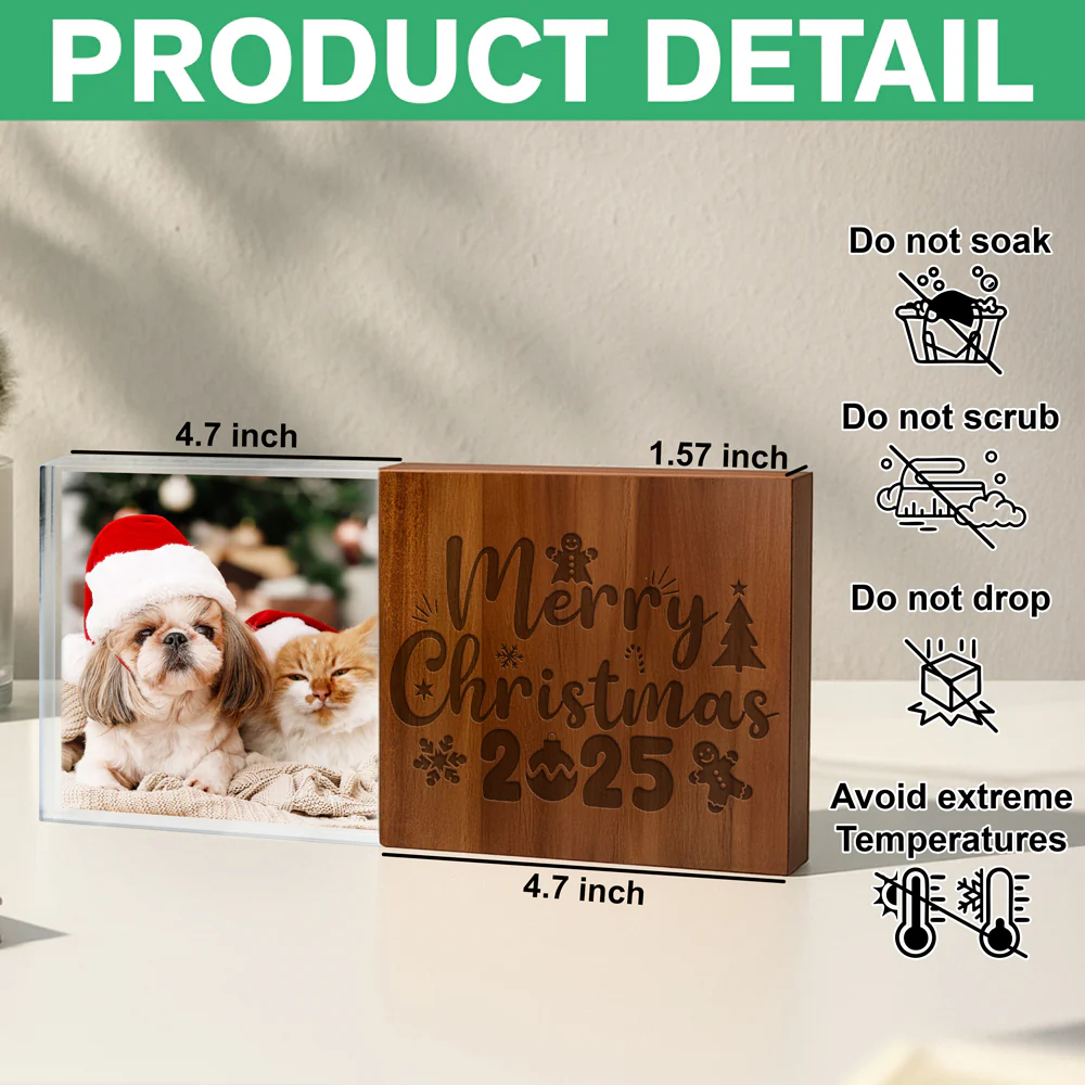 Custom Family Christmas Photo Wooden & Acrylic Photo Block Set Merry Christmas Gift CH07 896148 - Image 7