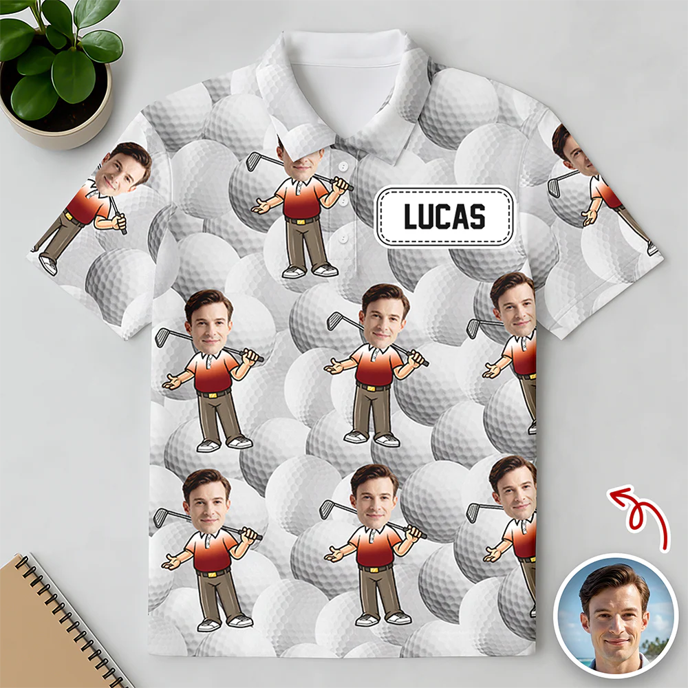 Custom Funny Face Photo Golf Polo Shirt Gift For Golfer, Golf Lovers LM32 897649 - Image 6