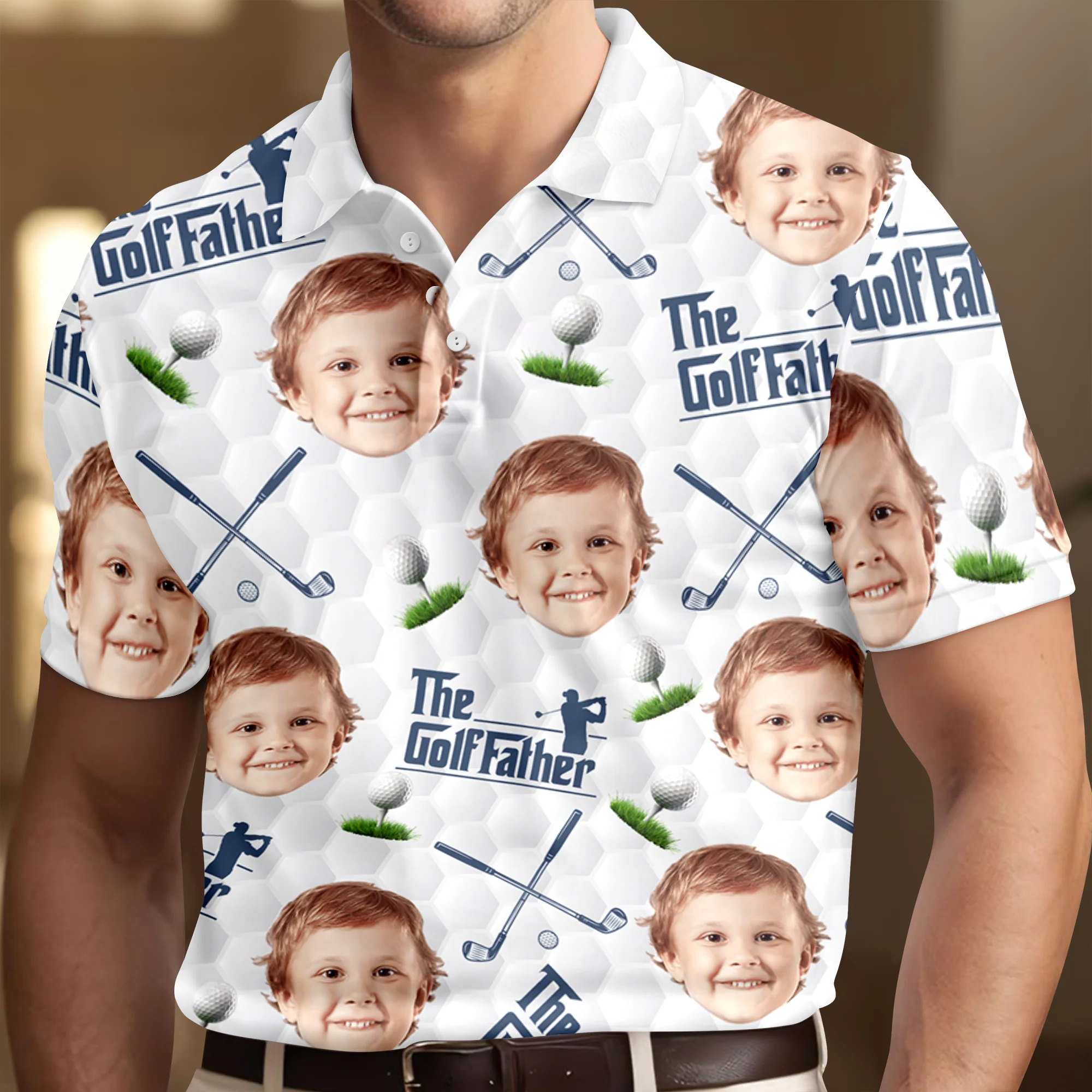 Custom Funny Face The Golf Father Polo Shirt Gift For Golfer, Golf Lovers CH07 899800 - Image 3