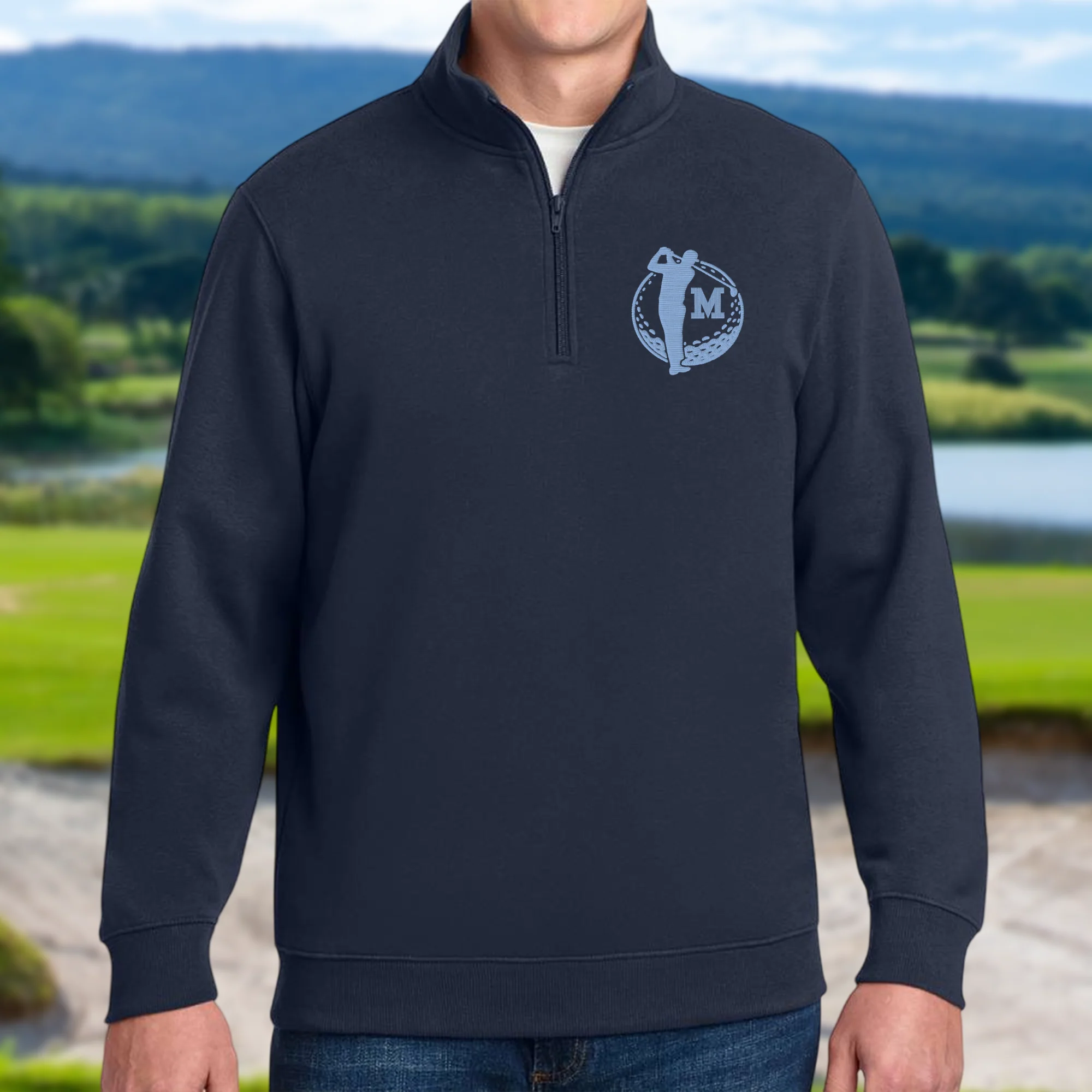 Custom Initial Name Embroidered Quarter Zip Sweater Gift For Golf Lovers CH07 910020 - Image 7