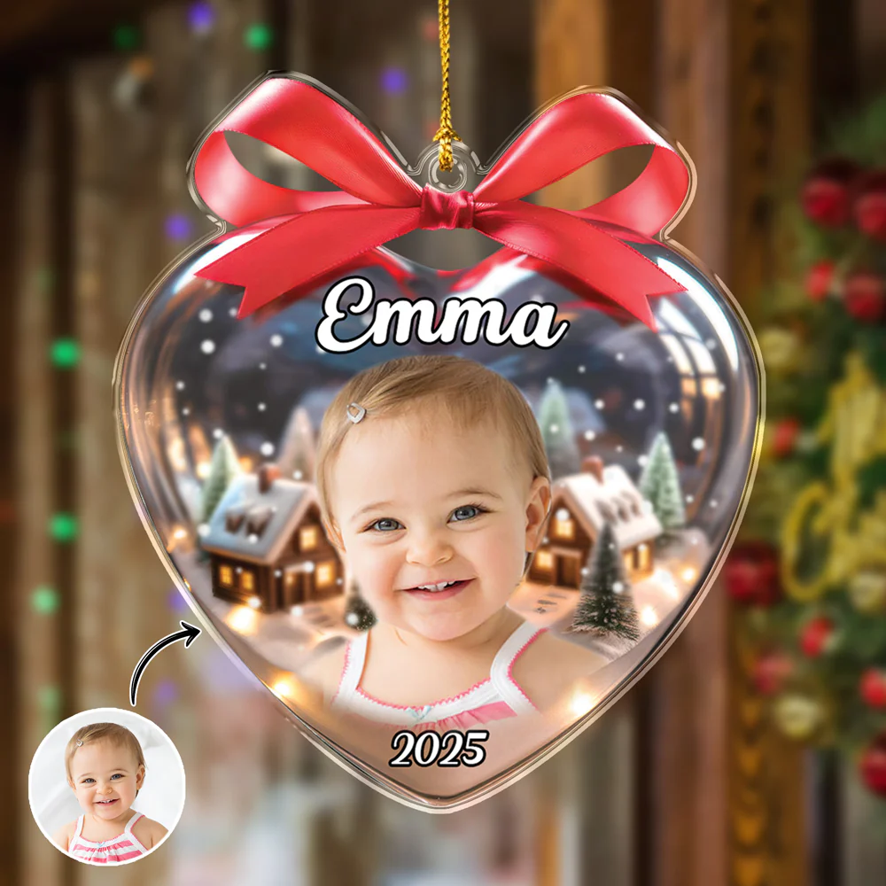 Custom Kid Photo Heart Shaped Acrylic Ornament Christmas Gift For Family CH07 896788 - Image 5