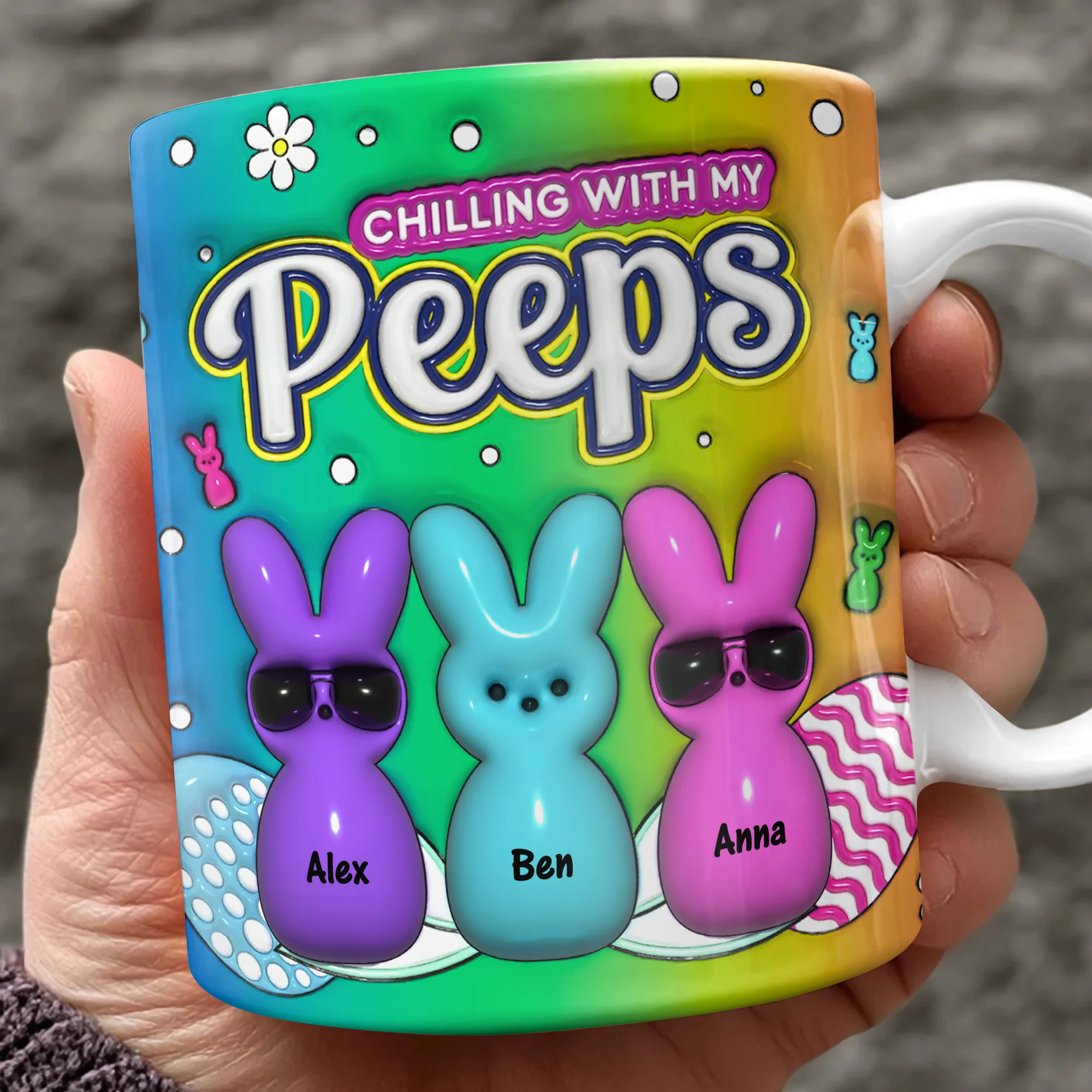 Custom Name Chilling With My Peeps 3D Inflated Effect Mug For Easter CH07 910294 - Image 6