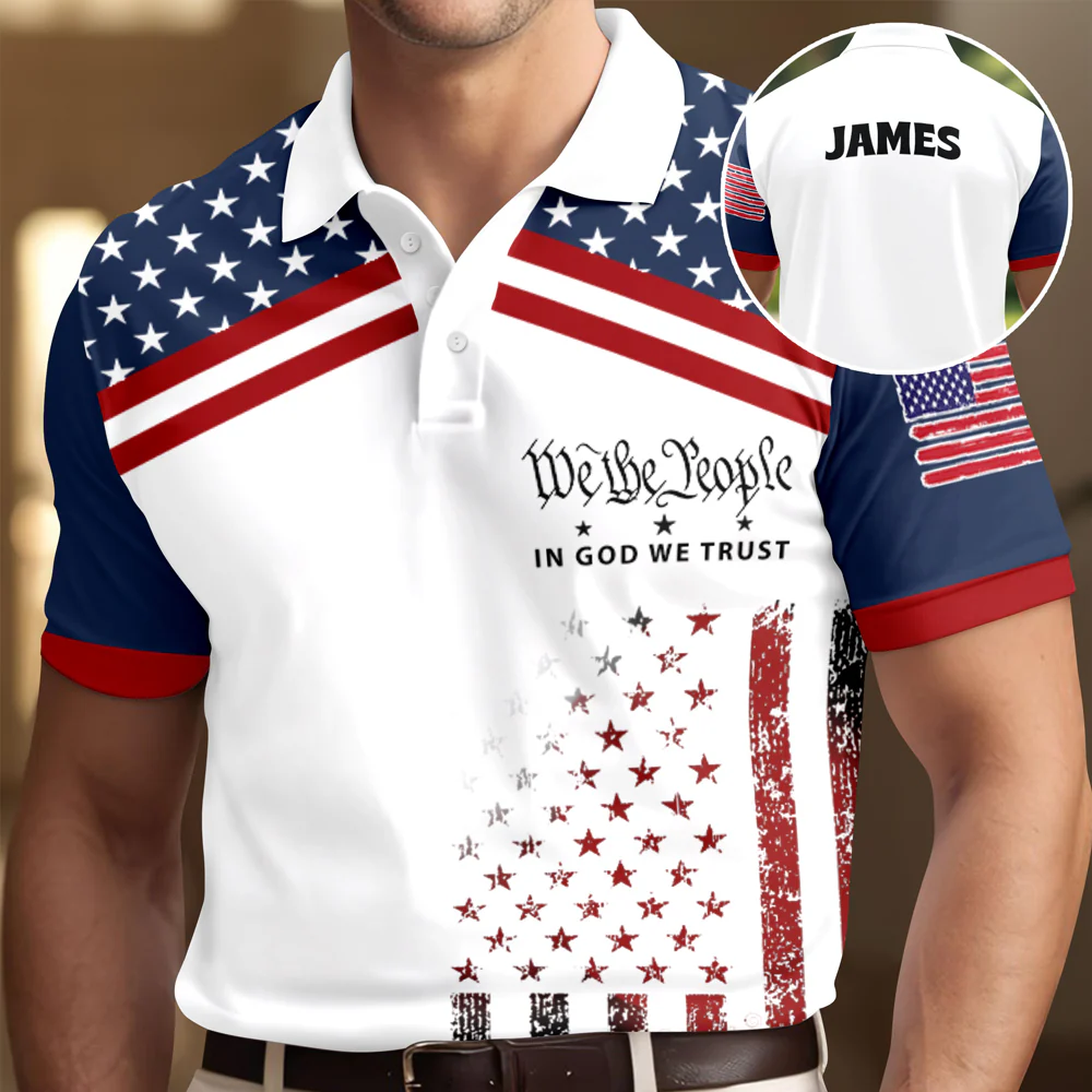 Custom Name We The People - In God We Trust Patriotic Polo Shirt CH07 910422 - Image 2