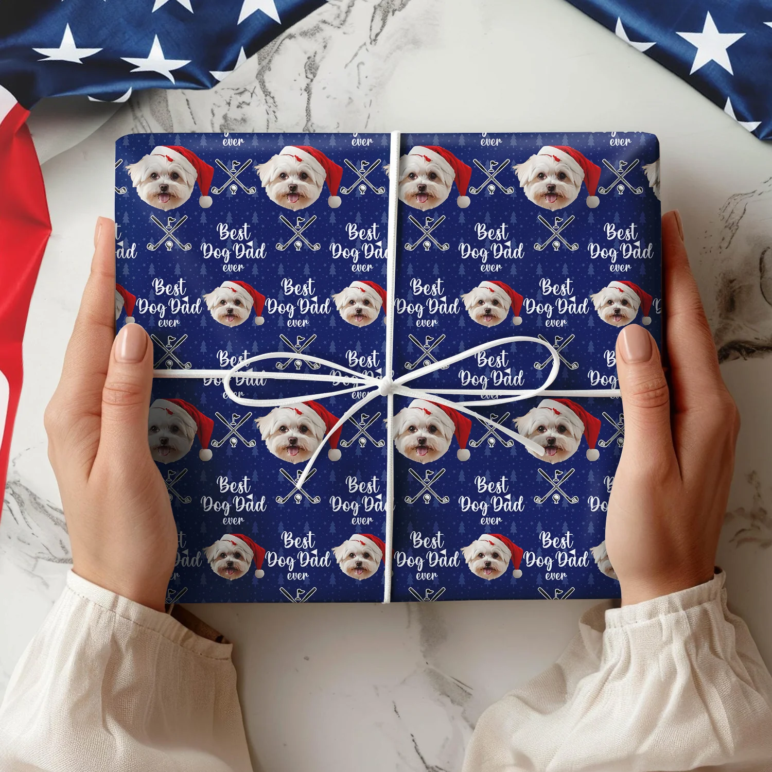 Custom Pet Photo Best Dog Dad Ever Wrapping Paper For Golf Loving LM32 893829 - Image 5