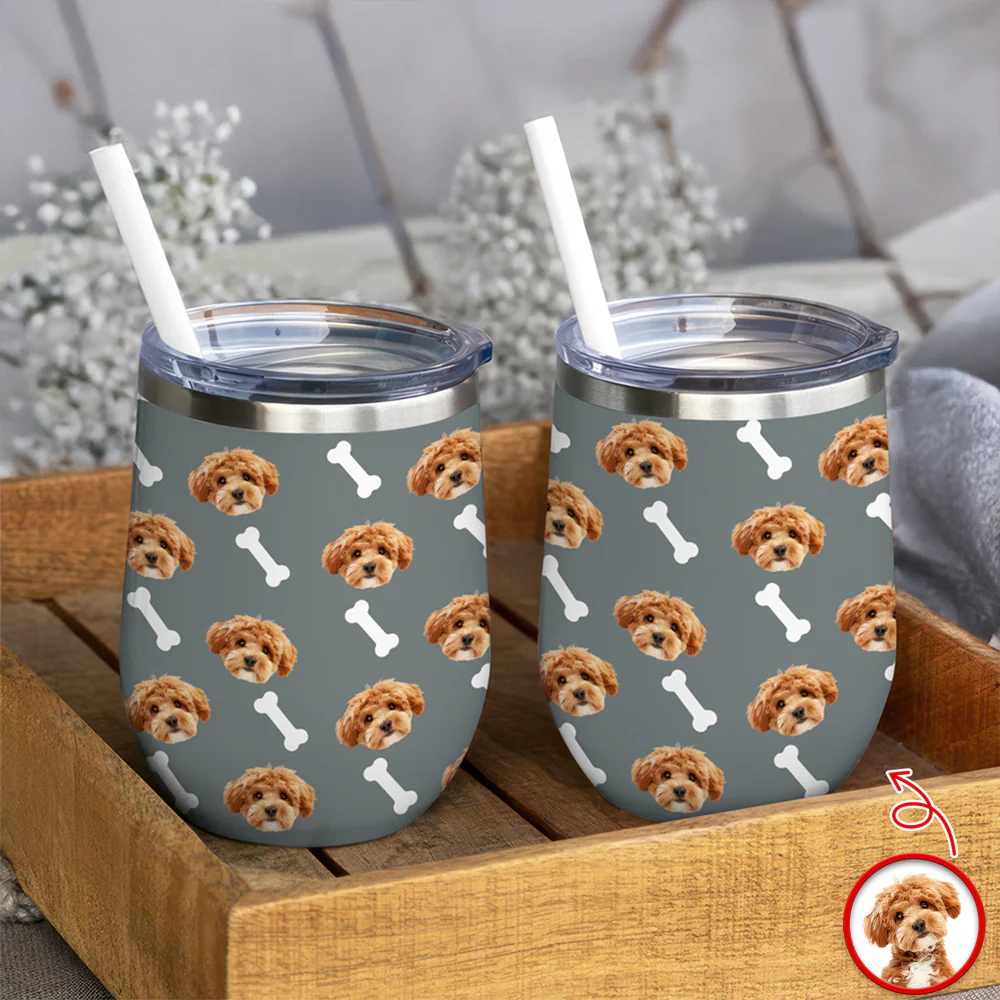Custom Pet Photo With Icon Wine Tumbler For Dog And Cat Lovers TH10 894275 - Image 6