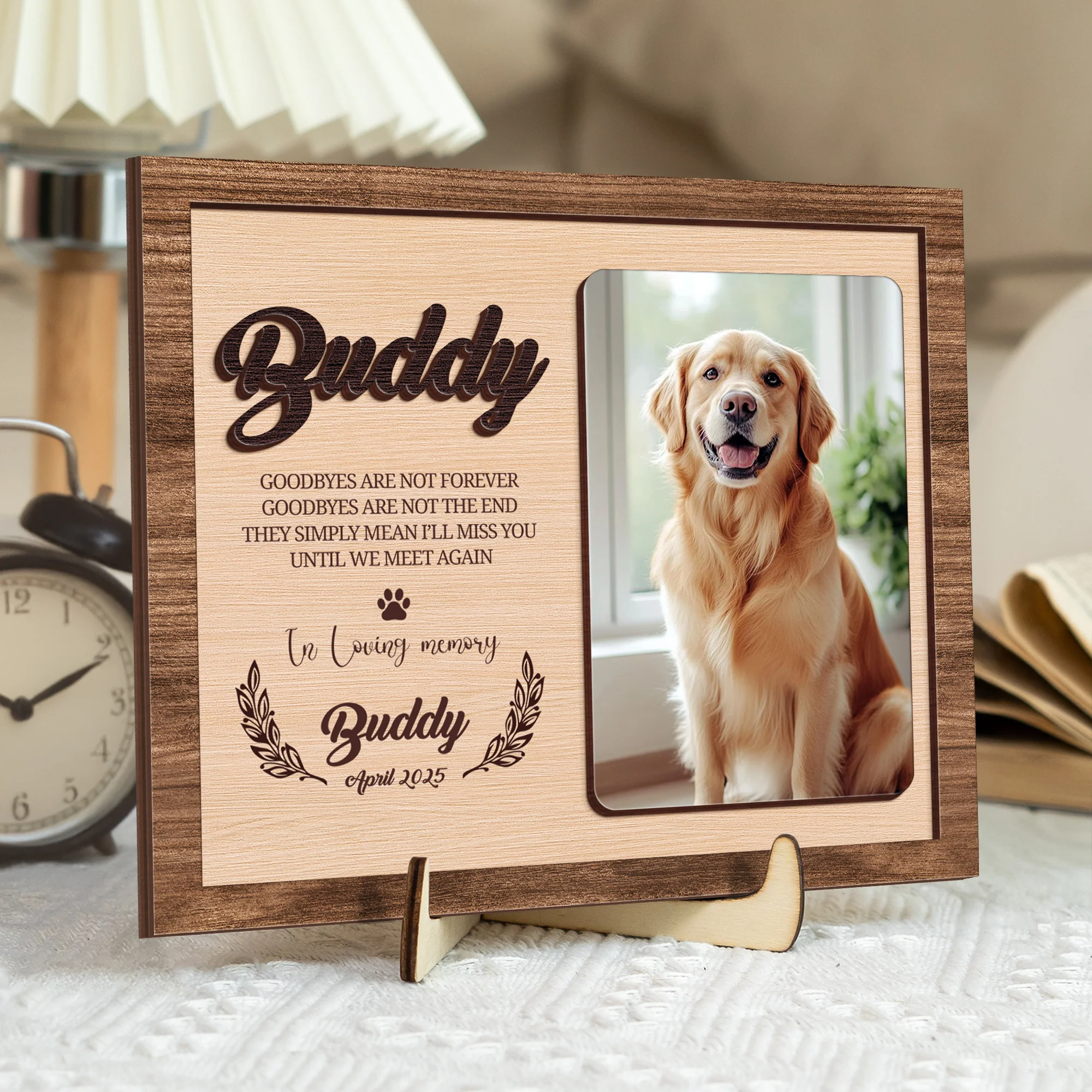 Custom Pet Photo Wooden Memorial Plaque, Gift For Dog And Cat Lovers HO82 894320 - Image 4