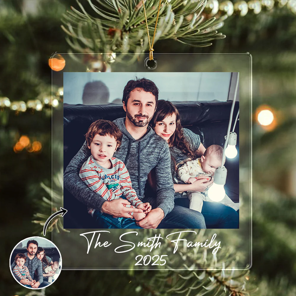 Custom Photo Acrylic Ornament Christmas Gift For Family LM32 895739 - Image 2