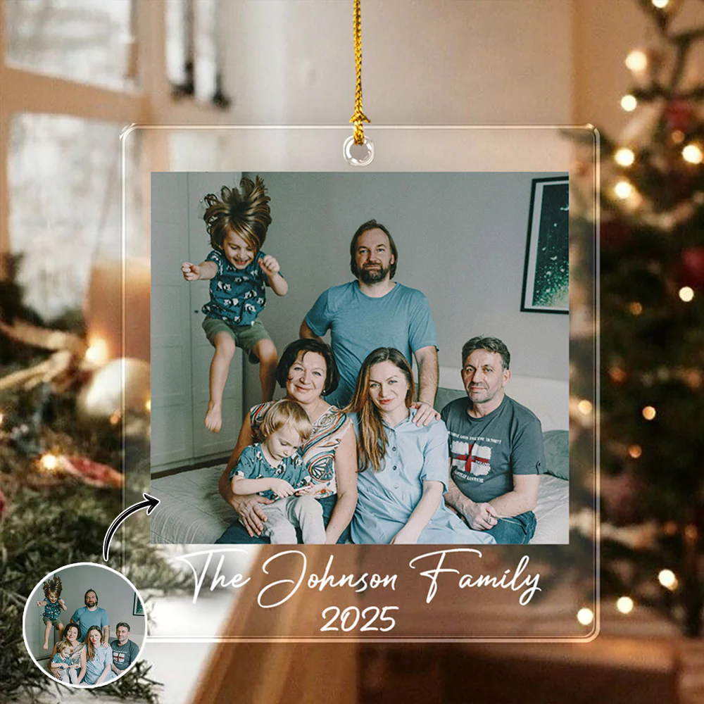 Custom Photo Acrylic Ornament Christmas Gift For Family LM32 895739 - Image 3