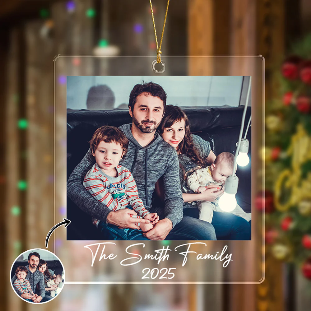 Custom Photo Acrylic Ornament Christmas Gift For Family LM32 895739 - Image 5