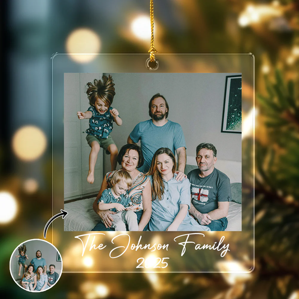 Custom Photo Acrylic Ornament Christmas Gift For Family LM32 895739 - Image 6
