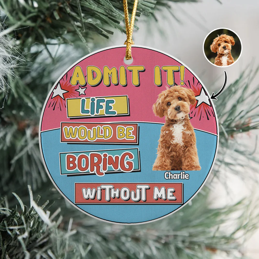 Custom Photo Admit It Life Would Be Boring Without Me Christmas Ceramic Ornament For Dog Lovers TH10 894737 - Image 4