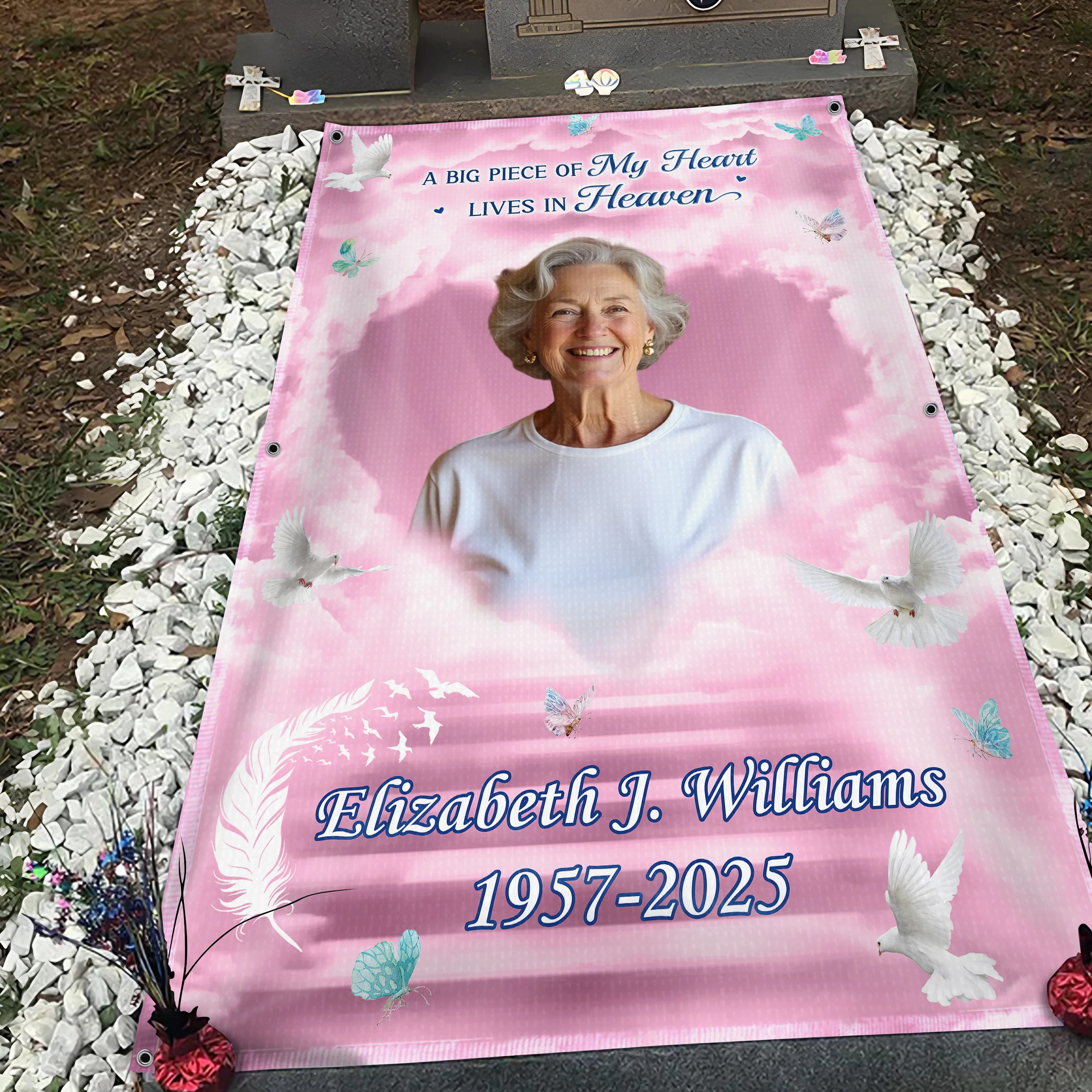 Custom Photo Always In Our Hearts, Never Forgotten Grave Blanket LM32 893235 - Image 2