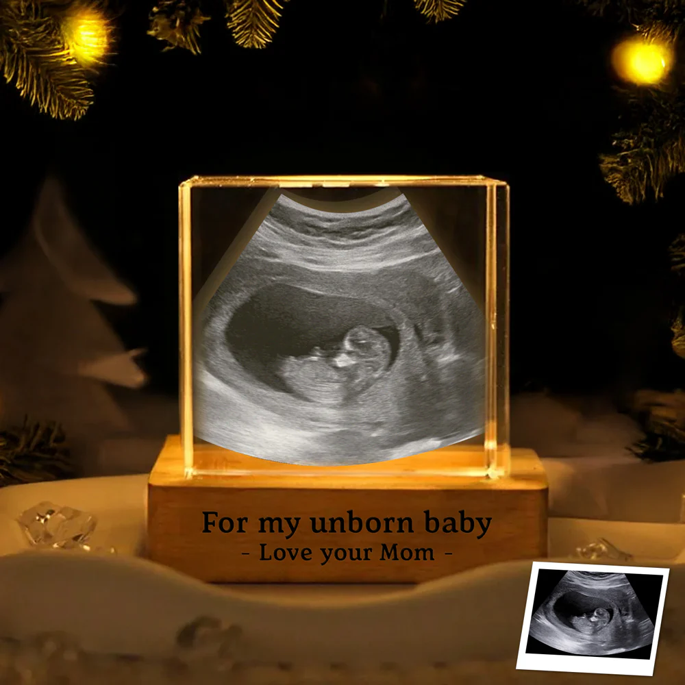 Custom Photo Baby Bump Engraved Crystal Photo With Light Gift For Family CH07 910052 - Image 3