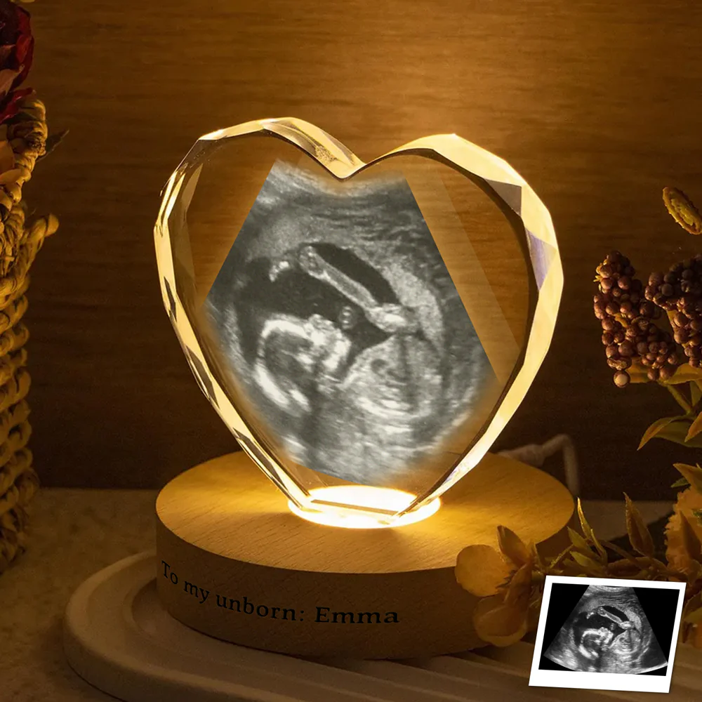 Custom Photo Baby Bump Engraved Crystal Photo With Light Gift For Family CH07 910052 - Image 5