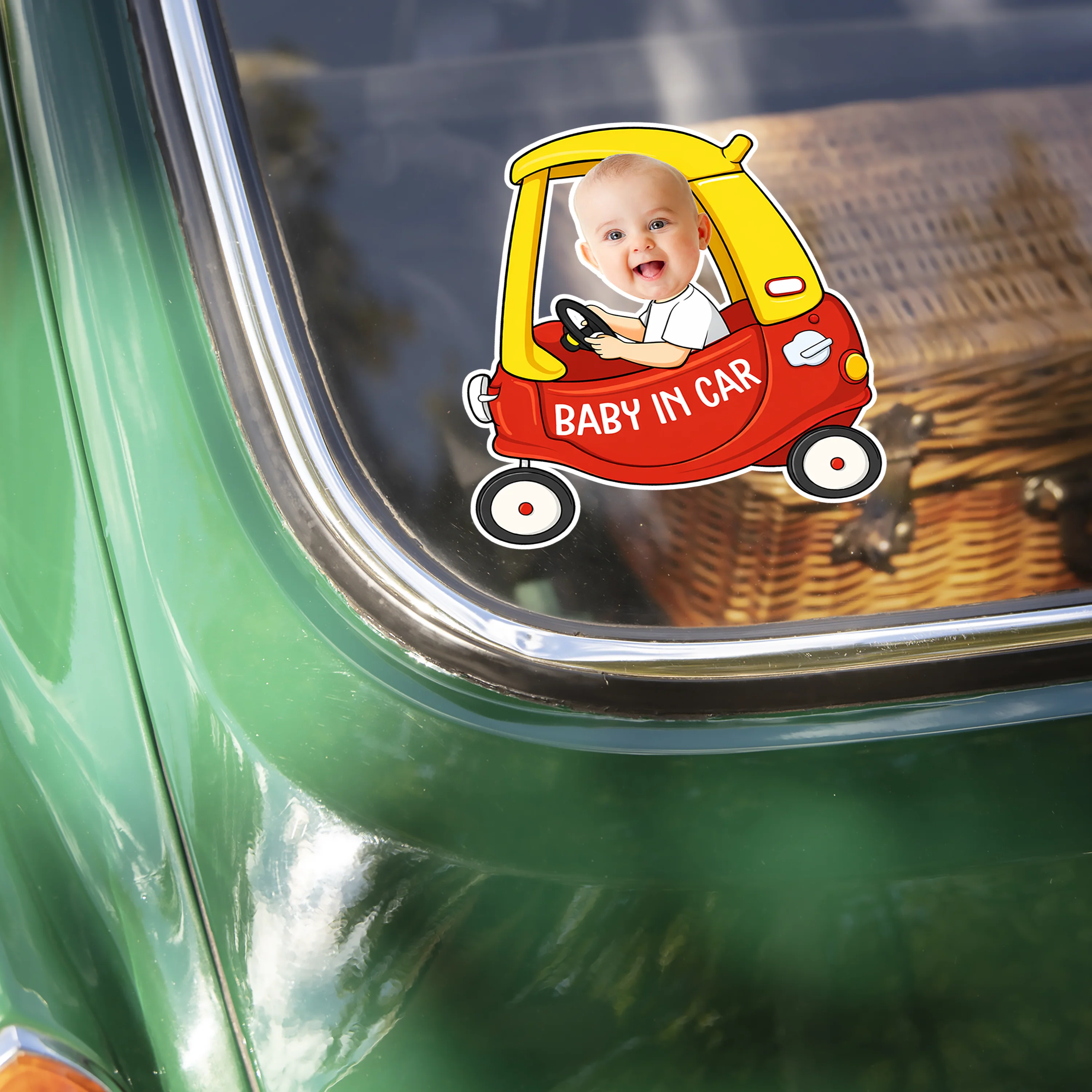 Custom Photo Baby In Car - Personalized Car Window Decal Sticker Gift For Family CH07 910320 - Image 2