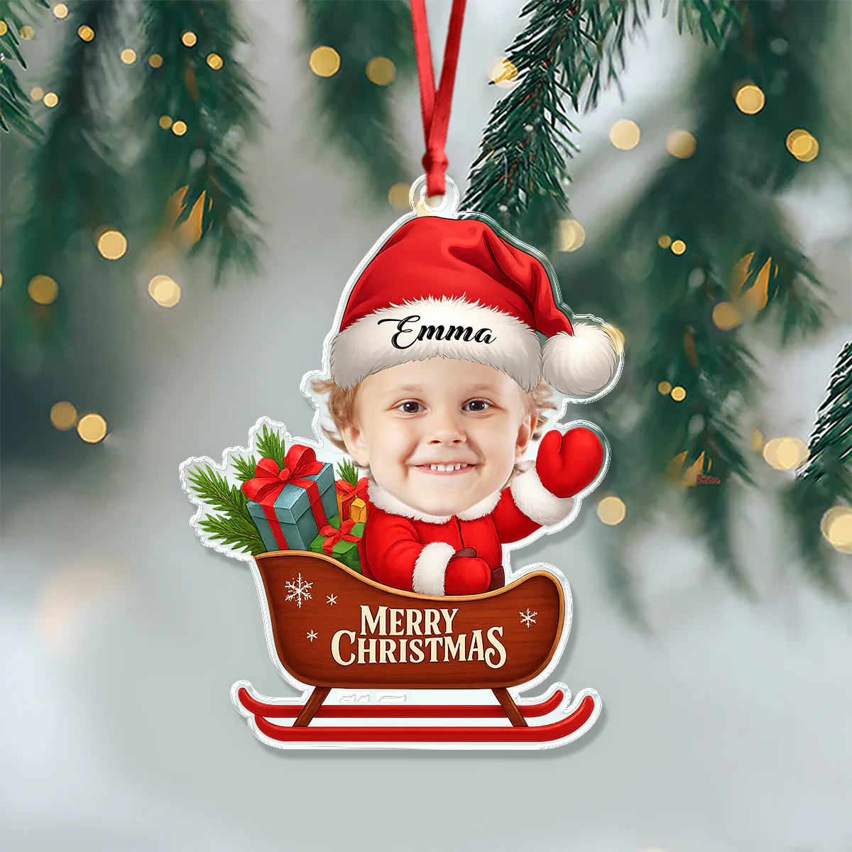 Custom Photo Baby Santa Claus Acrylic Ornament Christmas Gift For Family HO82 894734 - Image 3