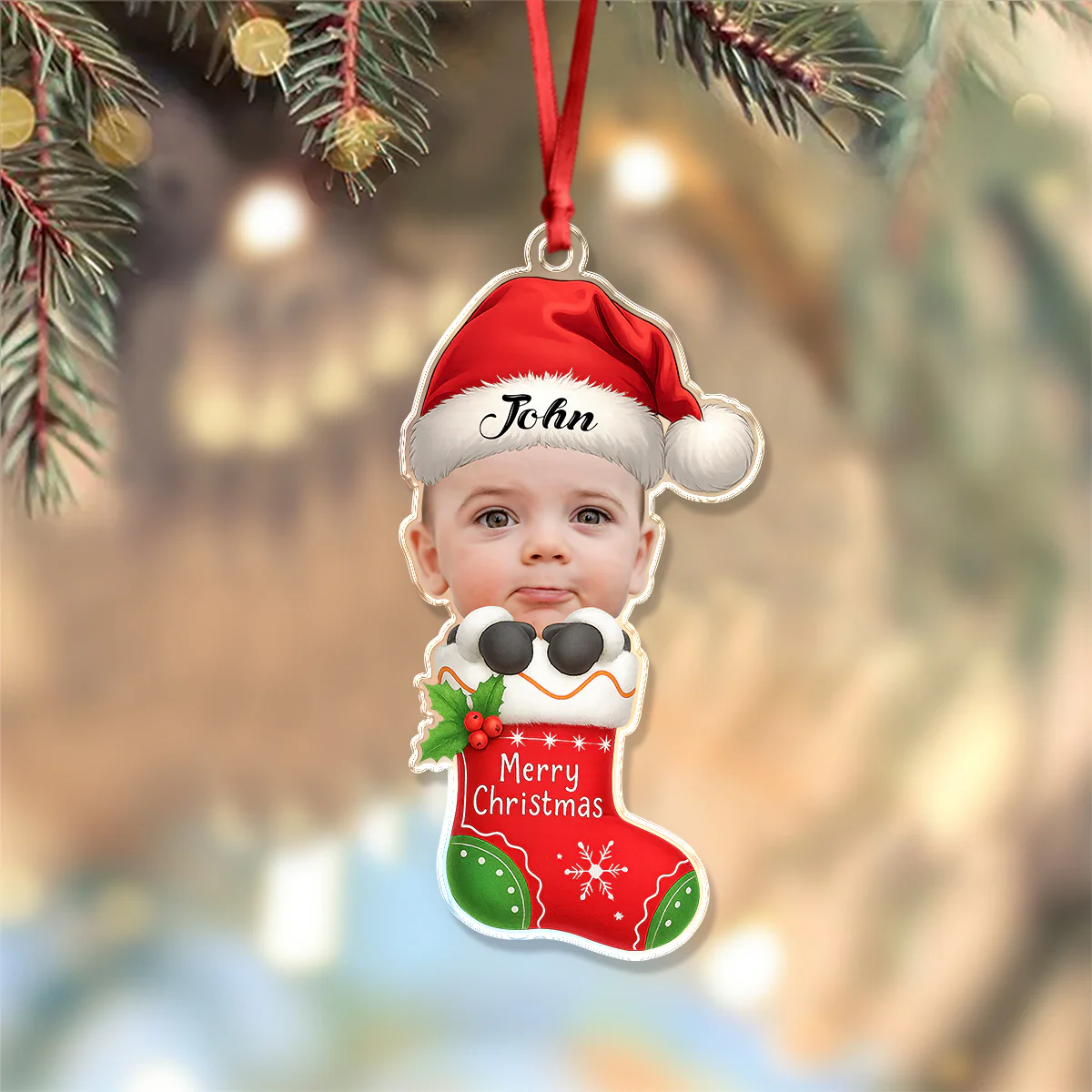 Custom Photo Baby Santa Claus Acrylic Ornament Christmas Gift For Family HO82 894734 - Image 4