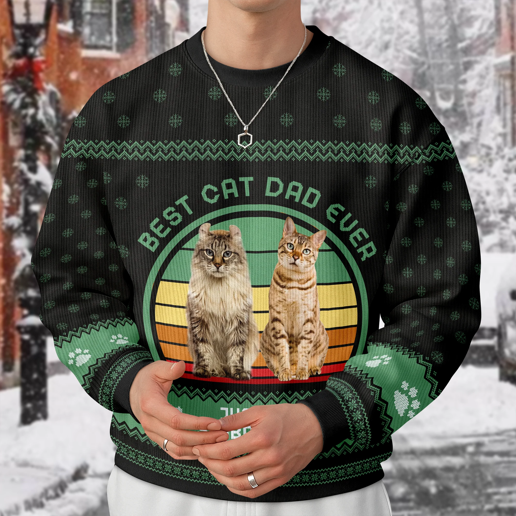 Custom Photo Best Cat Dad/Mom Ever - Personalized Unisex Ugly Sweater Christmas Gift For Cat Lovers HO82 900414 - Image 2