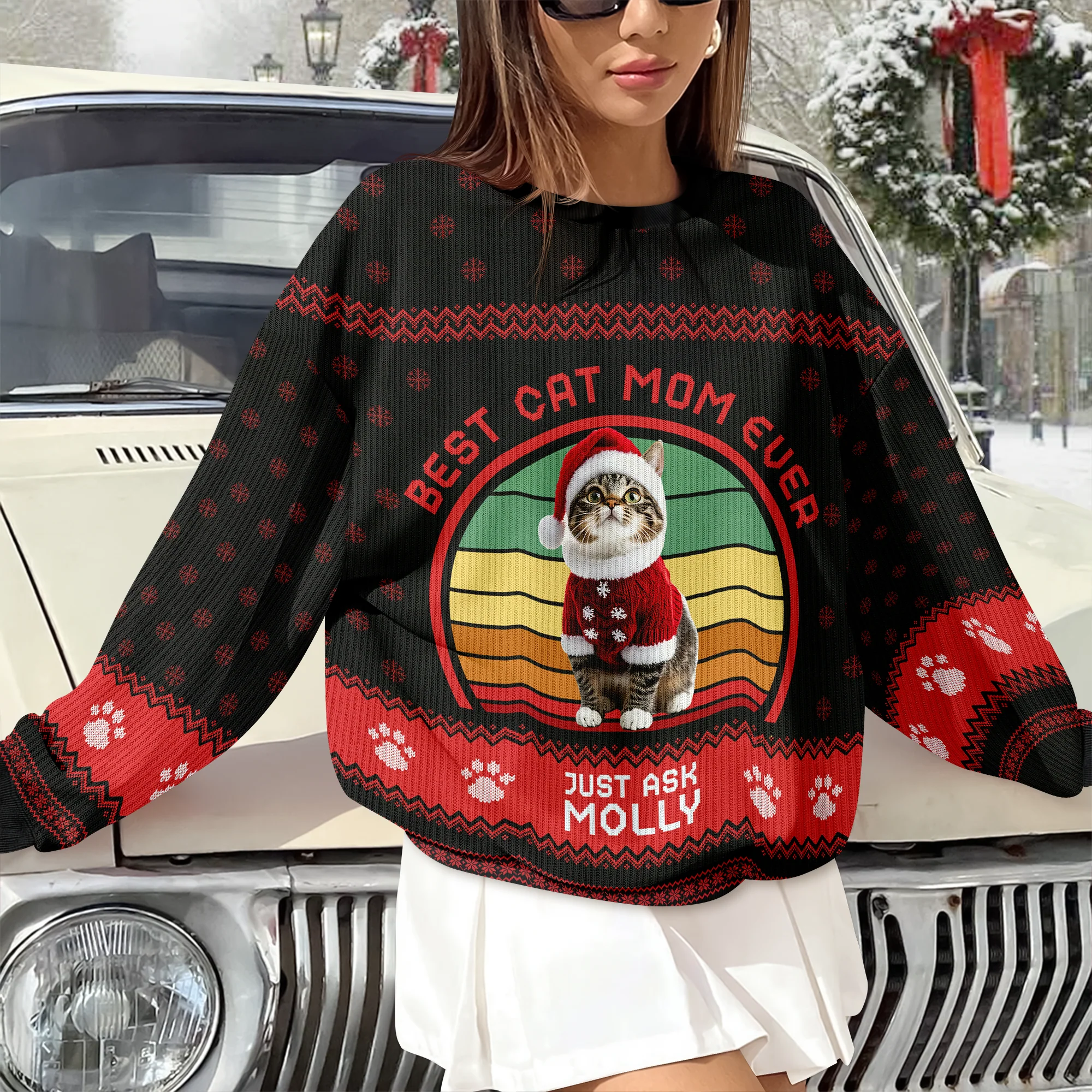 Custom Photo Best Cat Dad/Mom Ever - Personalized Unisex Ugly Sweater Christmas Gift For Cat Lovers HO82 900414 - Image 4