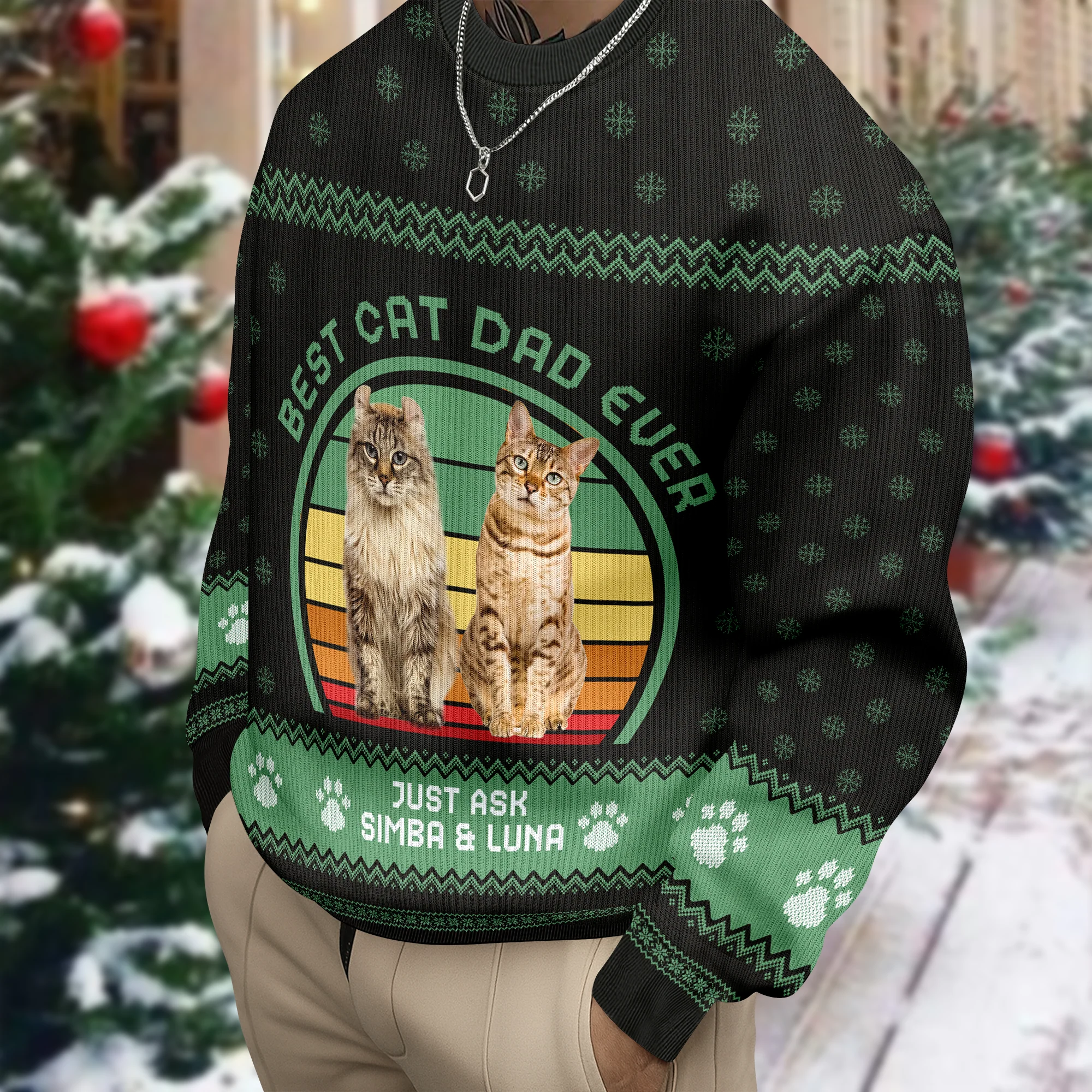 Custom Photo Best Cat Dad/Mom Ever - Personalized Unisex Ugly Sweater Christmas Gift For Cat Lovers HO82 900414 - Image 5