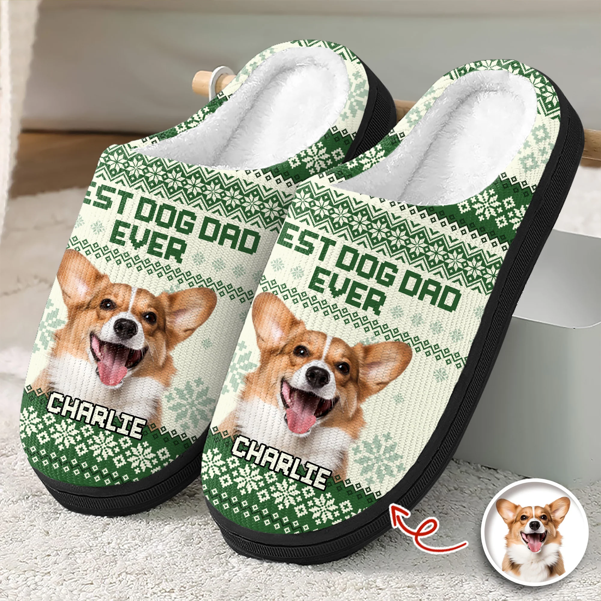 Custom Photo Best Dog Mom Ever Slipper Christmas Gift For Dog Lovers CH07 896404 - Image 2