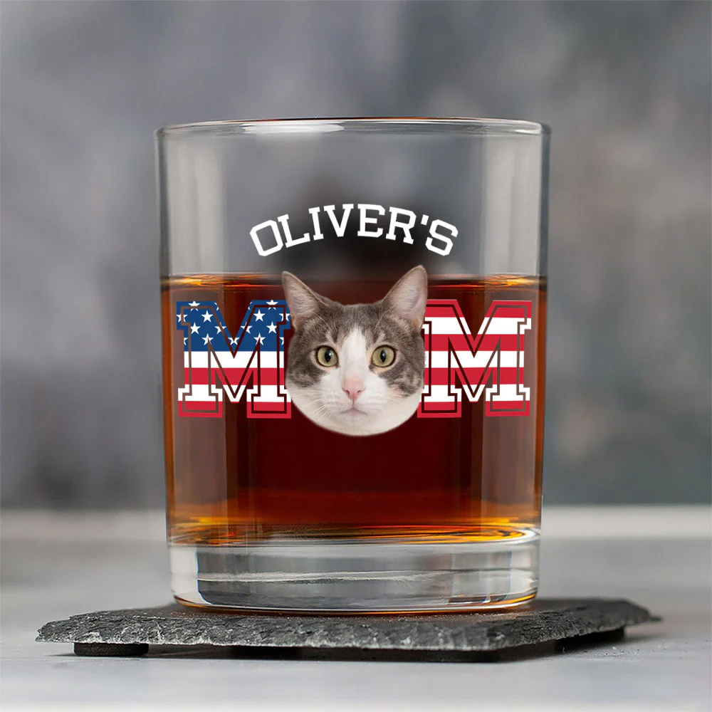 Custom Photo Cat Dad US Flag Rock Glass HA75 892408 - Image 3
