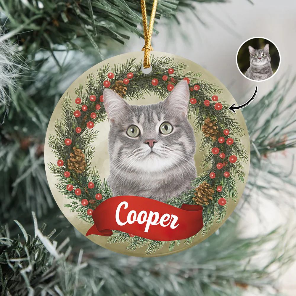 Custom Photo Cat Personalized Ceramic Ornament Christmas Gift For Cat Lovers HA75 897046 - Image 4