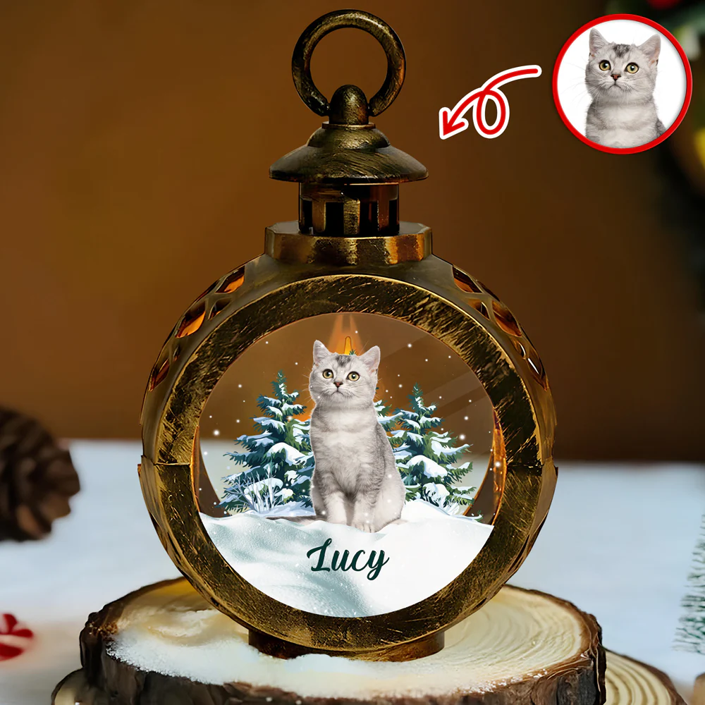 Custom Photo Christmas Candlelight Lantern Ornament For Cat Lovers HA75 897518 - Image 2