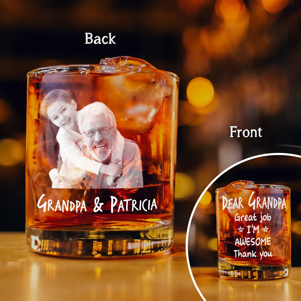 Custom Photo Dear Dad I Am Awesome Custom Photo Engraved Rock Glass CH07 895738 - Image 3