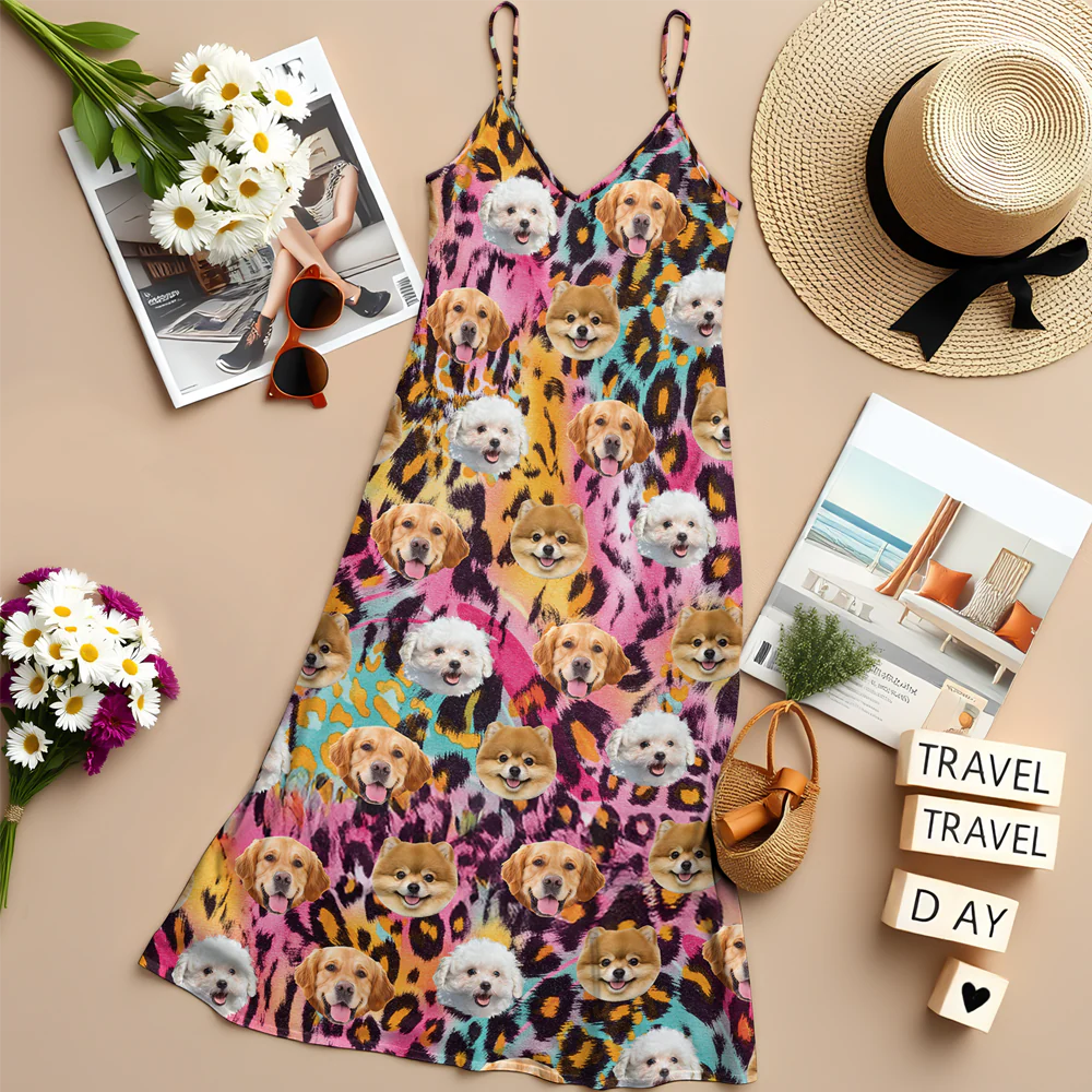 Custom Photo Dog And Leopard Summer Hawaii Maxi Dress For Dog Lovers LM32 893317 - Image 7