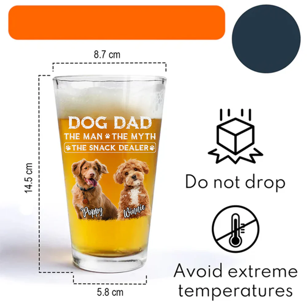 Custom Photo Dog Dad The Man The Myth The Snack Dealer Beer Glass CH07 895906 - Image 7