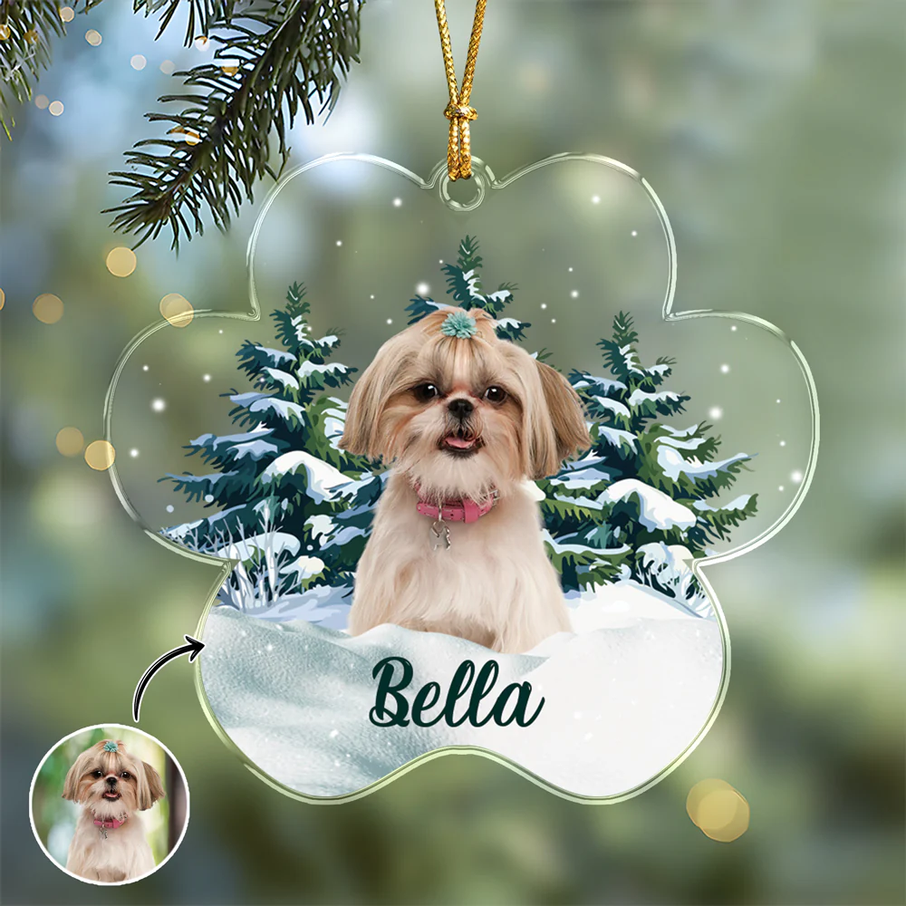 Custom Photo Dog Paw Shaped Acrylic Ornament Christmas Gift For Dog Lovers HA75 897534 - Image 2