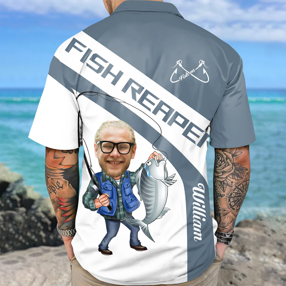 Custom Photo Fish Reaper - Personalized Fishing Hawaiian Shirt HO82 893790 - Image 4