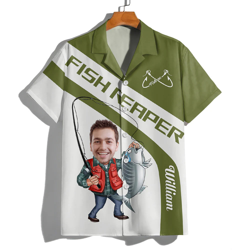 Custom Photo Fish Reaper - Personalized Fishing Hawaiian Shirt HO82 893790 - Image 6