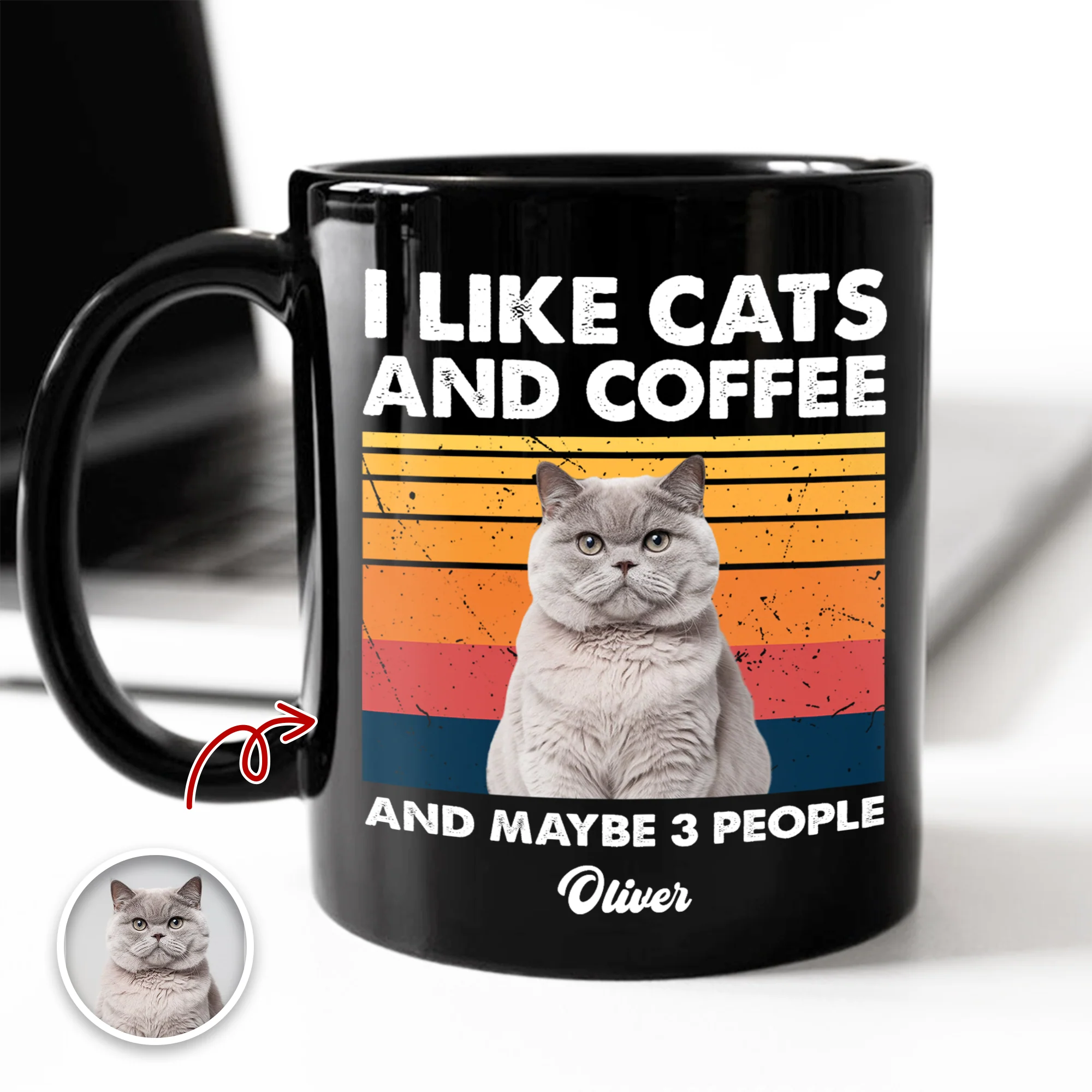 Custom Photo I Like Cats And Coffee Personalized Black Mug Gift For Cat Lovers LM32 895035 - Image 2