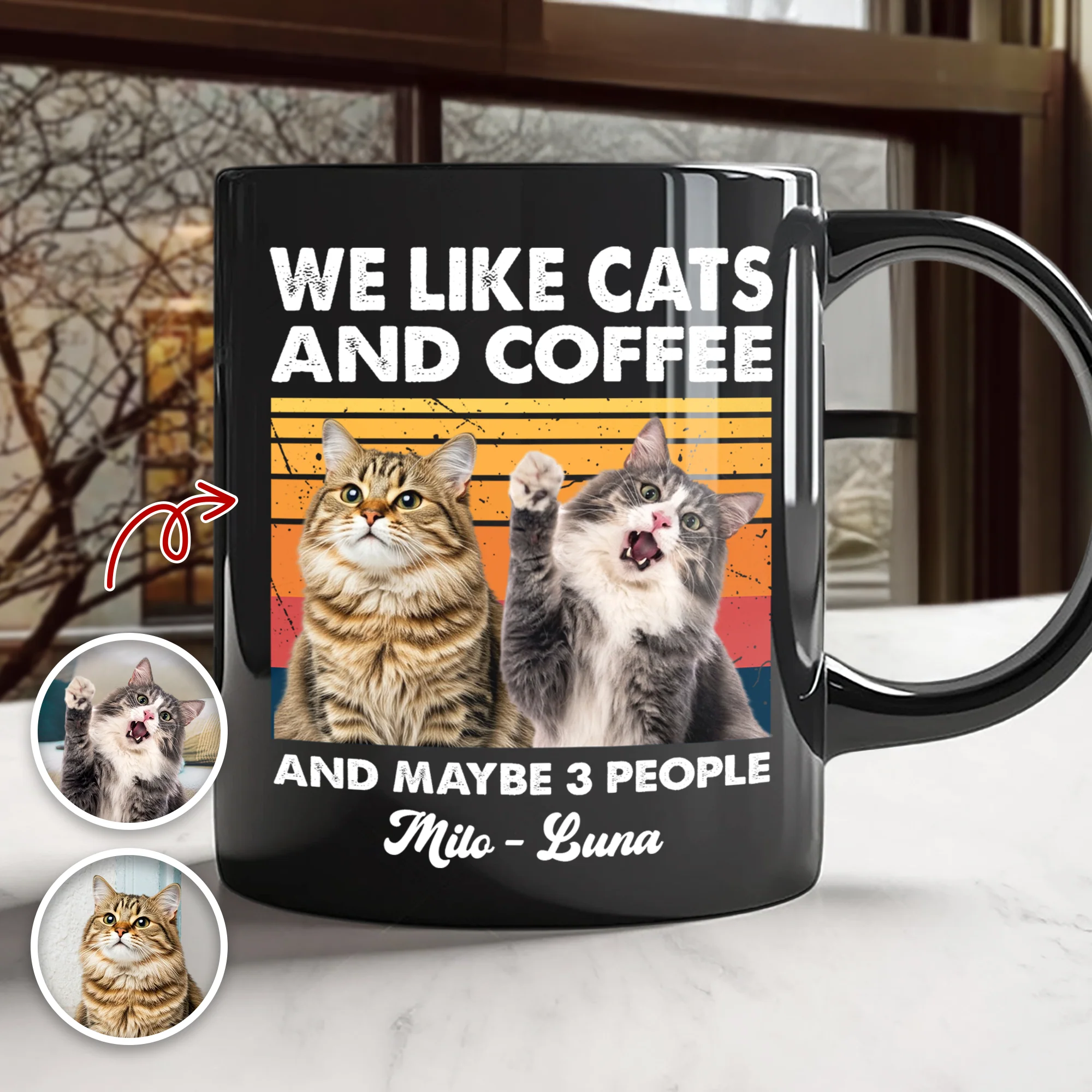 Custom Photo I Like Cats And Coffee Personalized Black Mug Gift For Cat Lovers LM32 895035 - Image 3