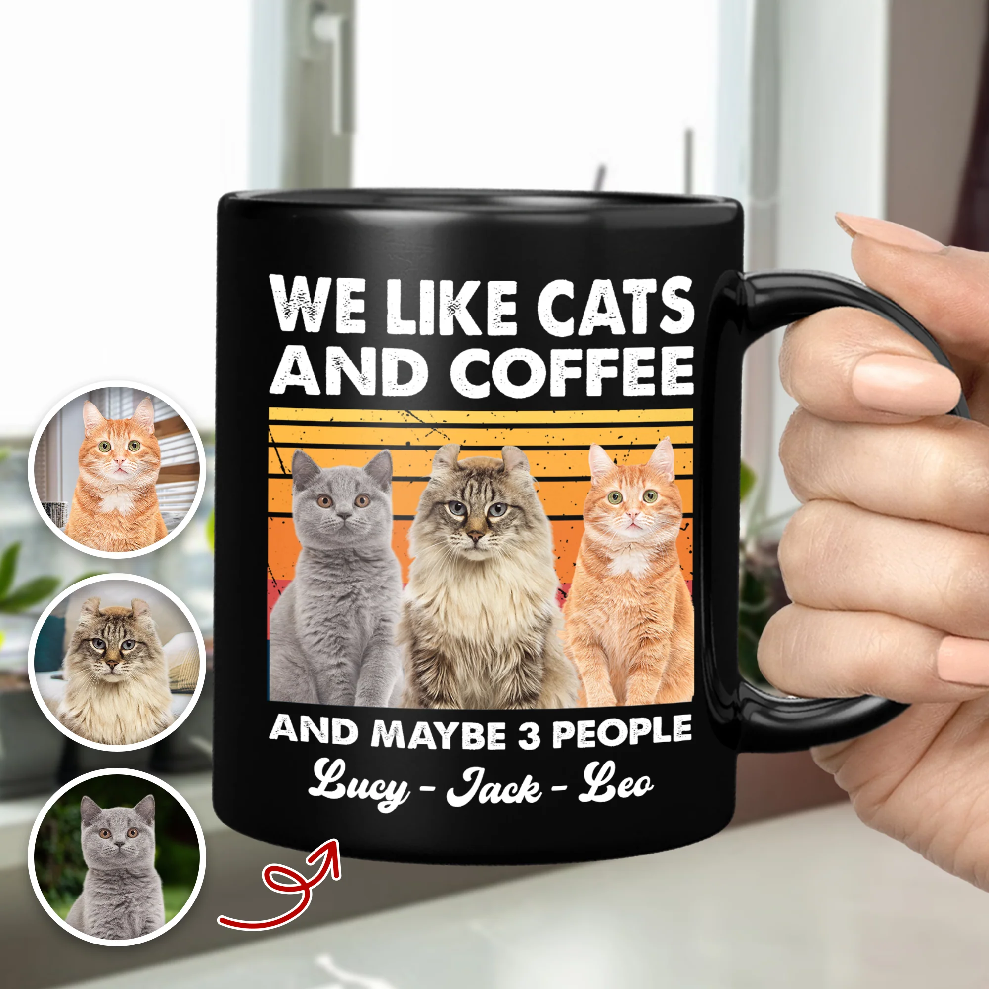 Custom Photo I Like Cats And Coffee Personalized Black Mug Gift For Cat Lovers LM32 895035 - Image 4