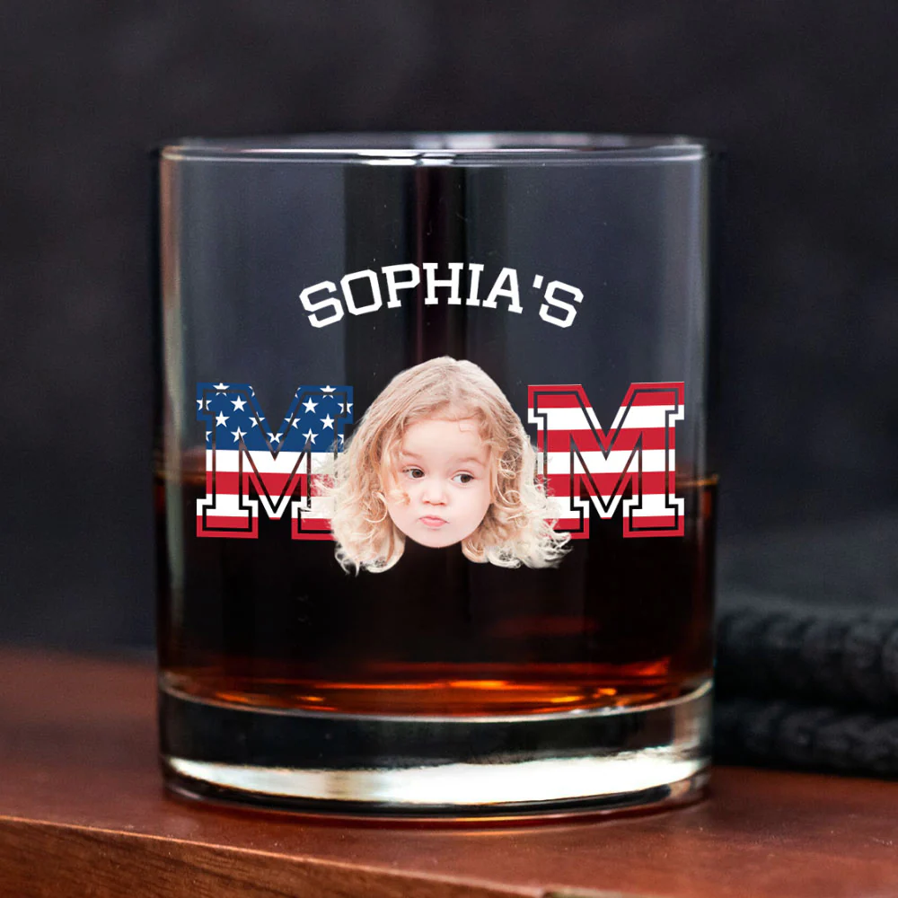 Custom Photo Kid And Dad US Flag Rock Glass HA75 892410 - Image 2