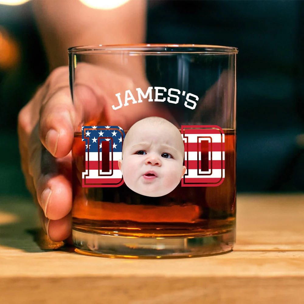 Custom Photo Kid And Dad US Flag Rock Glass HA75 892410 - Image 5