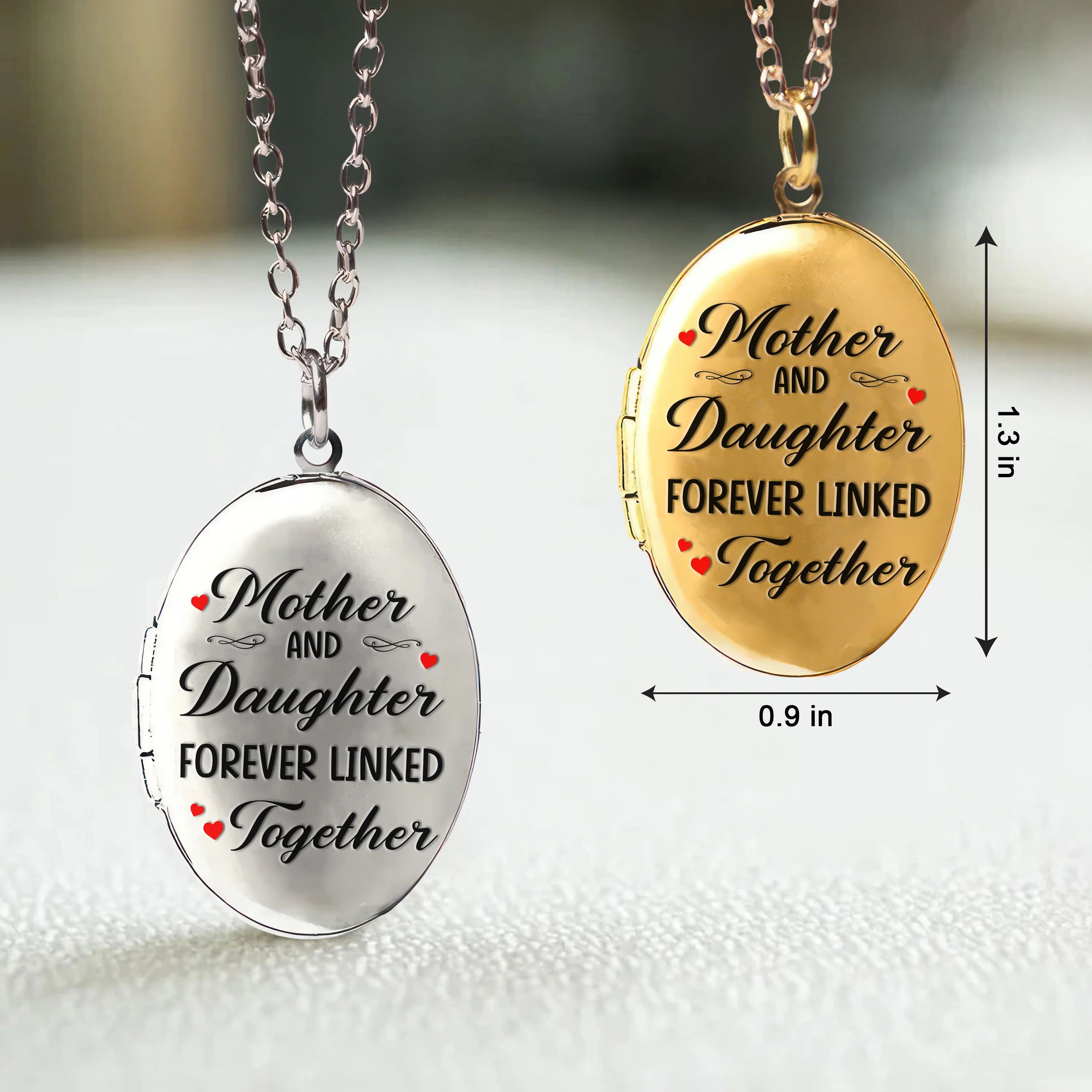 Custom Photo Mother And Daughter Forever Linked Locket Necklace TH10 892611 - Image 6