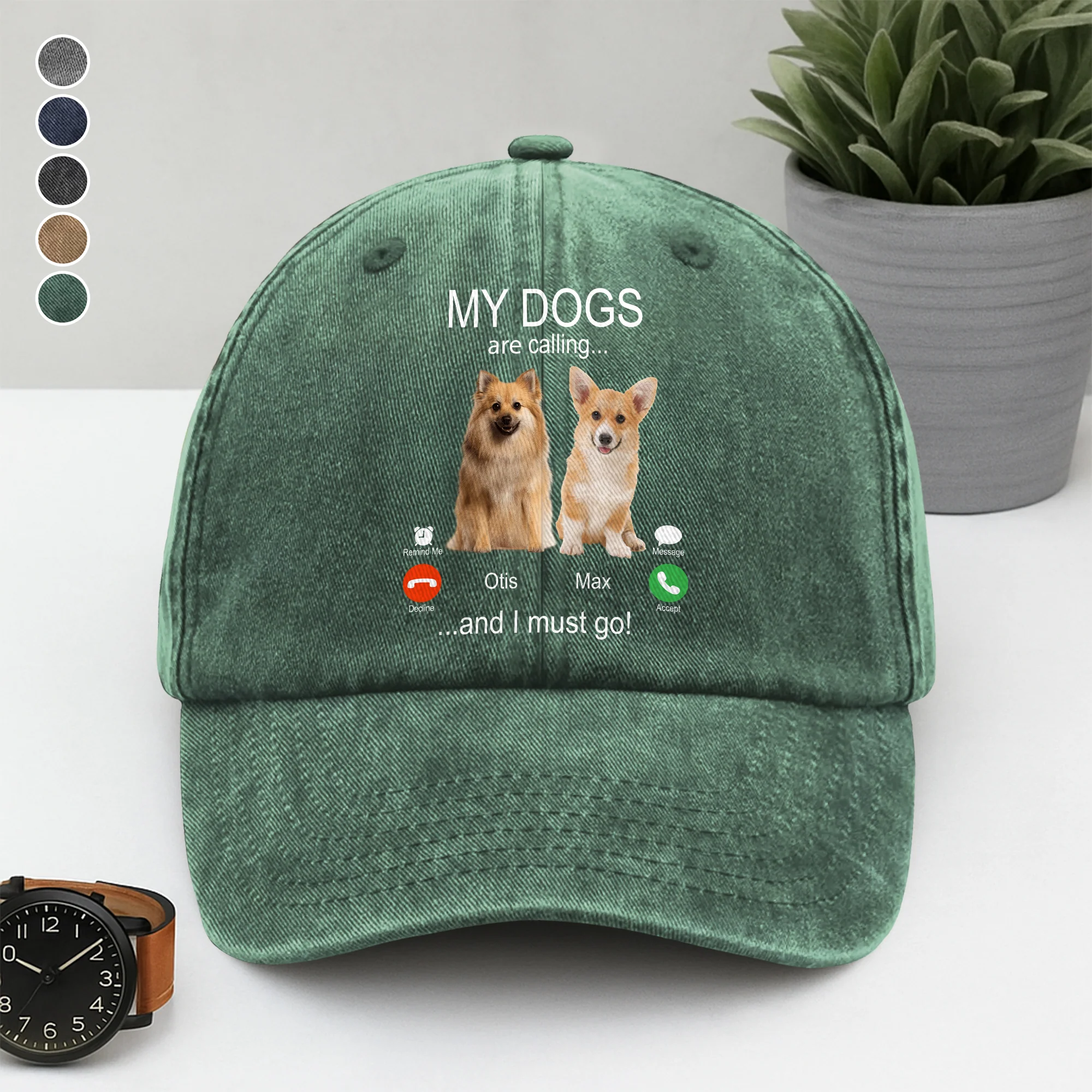 Custom Photo My Dog Is Calling Washed Denim Baseball Cap For Dog Lovers LM32 895113 - Image 2
