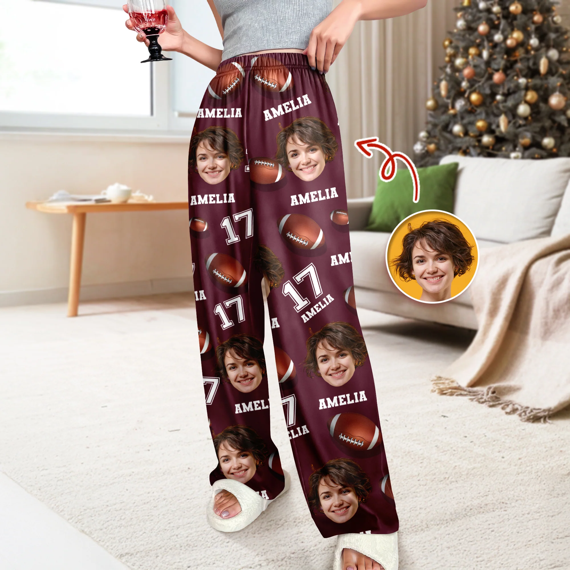 Custom Photo, Name And Number Pajamas Christmas Gift For Football Lovers CH07 899484 - Image 4