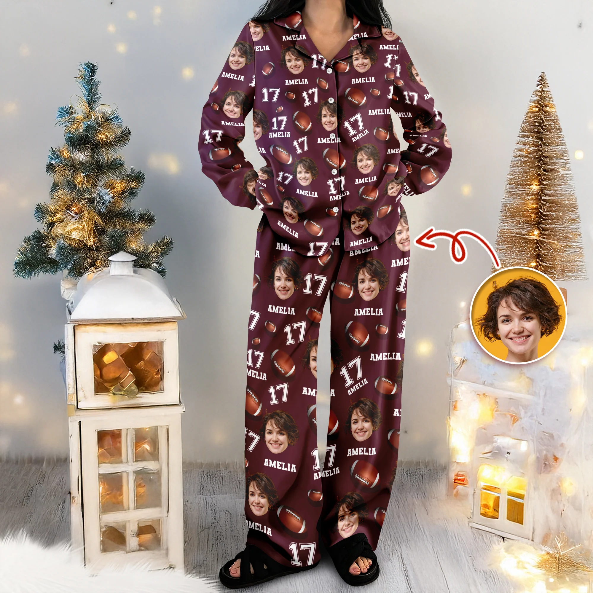 Custom Photo, Name And Number Pajamas Christmas Gift For Football Lovers CH07 899484 - Image 6