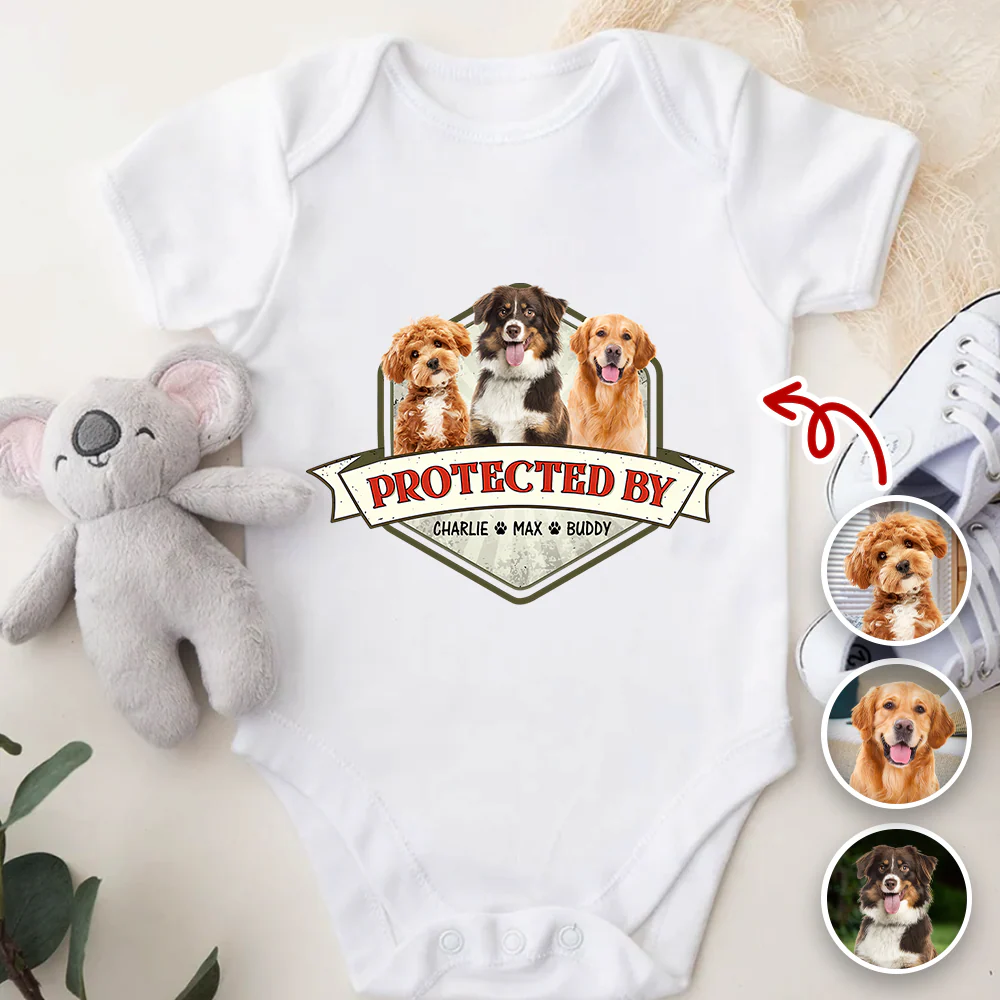 Custom Photo Protected By Dog Baby Onesie For Dog Lovers LM32 895033 - Image 6