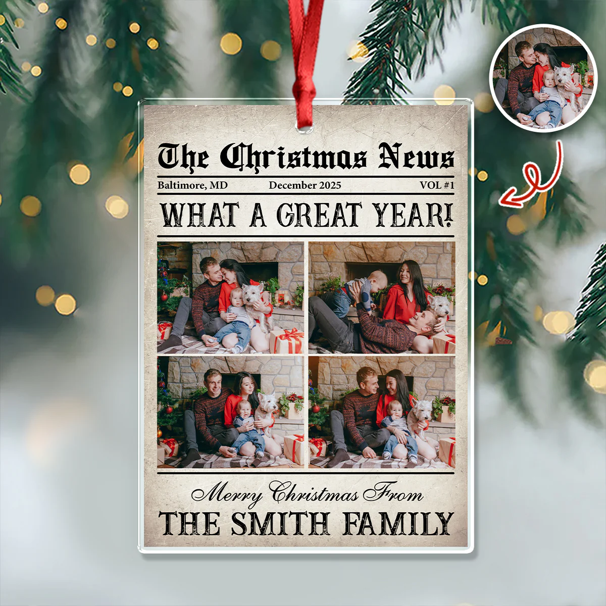 Custom Photo The Christmas News Acrylic Ornament Gift For Family HO82 894856 - Image 2
