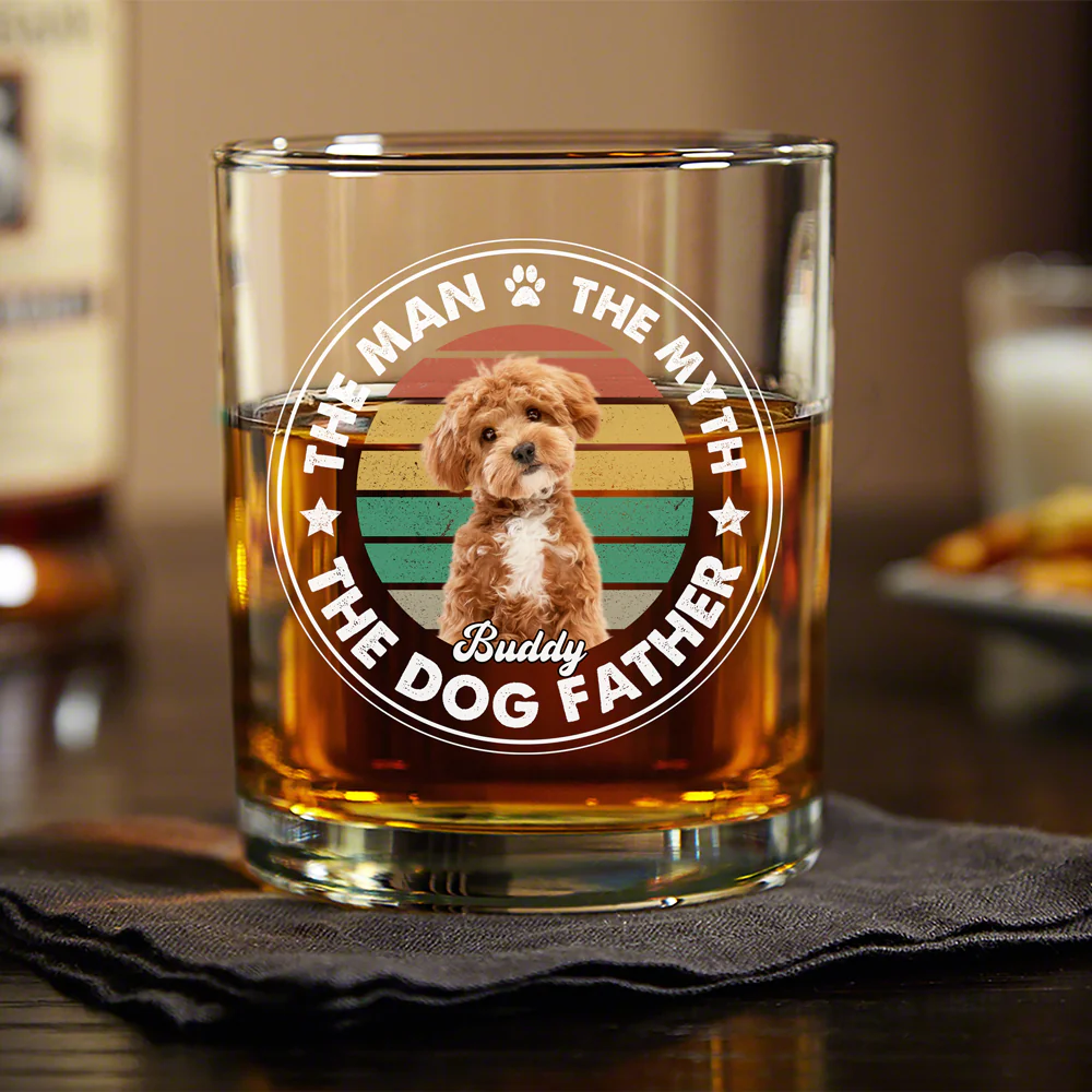 Custom Photo The Man The Myth The Dog Father Rock Glass For Dog Lovers CH07 895656