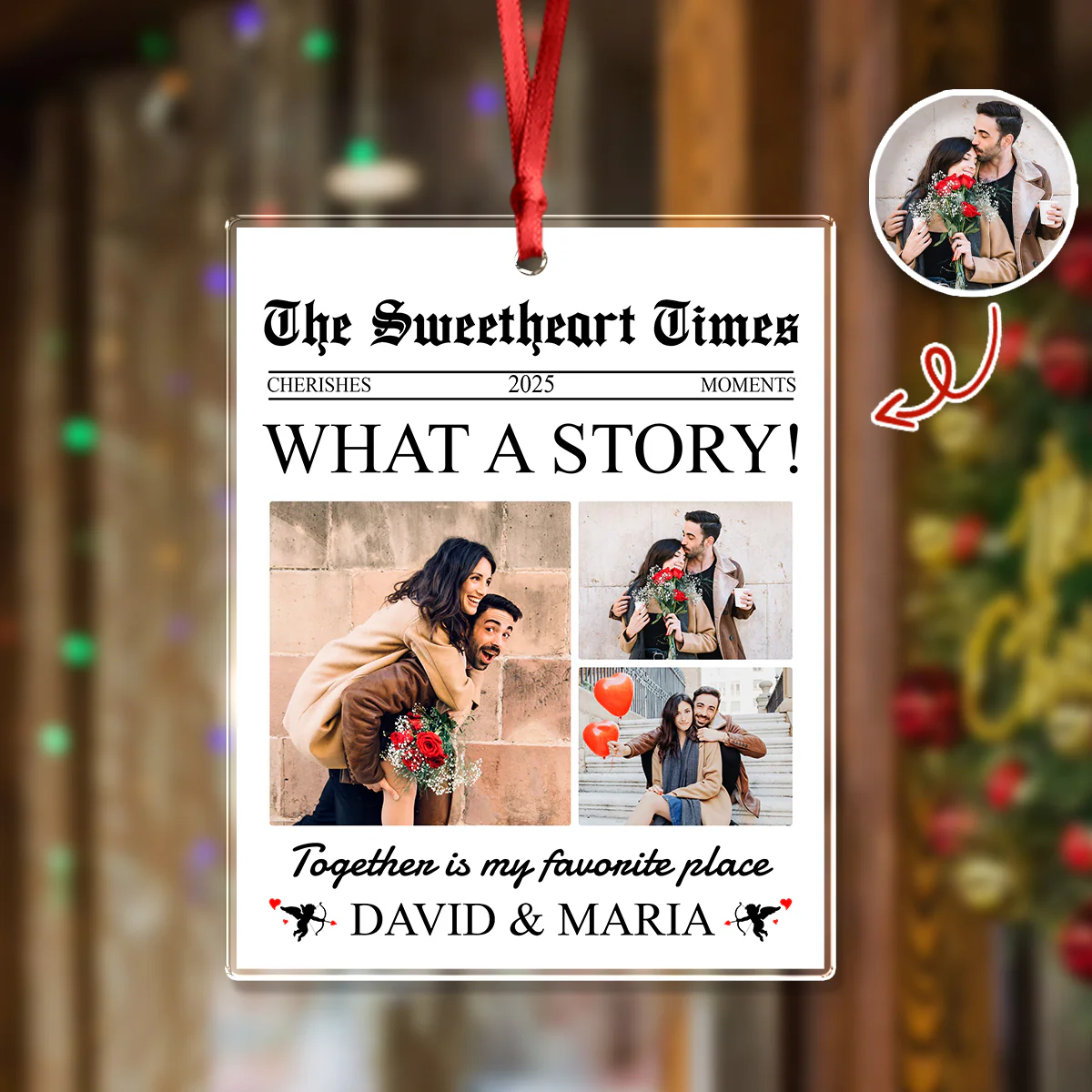 Custom Photo The Sweetheart Times Acrylic Ornament Christmas Gift For Couples HO82 894852 - Image 8