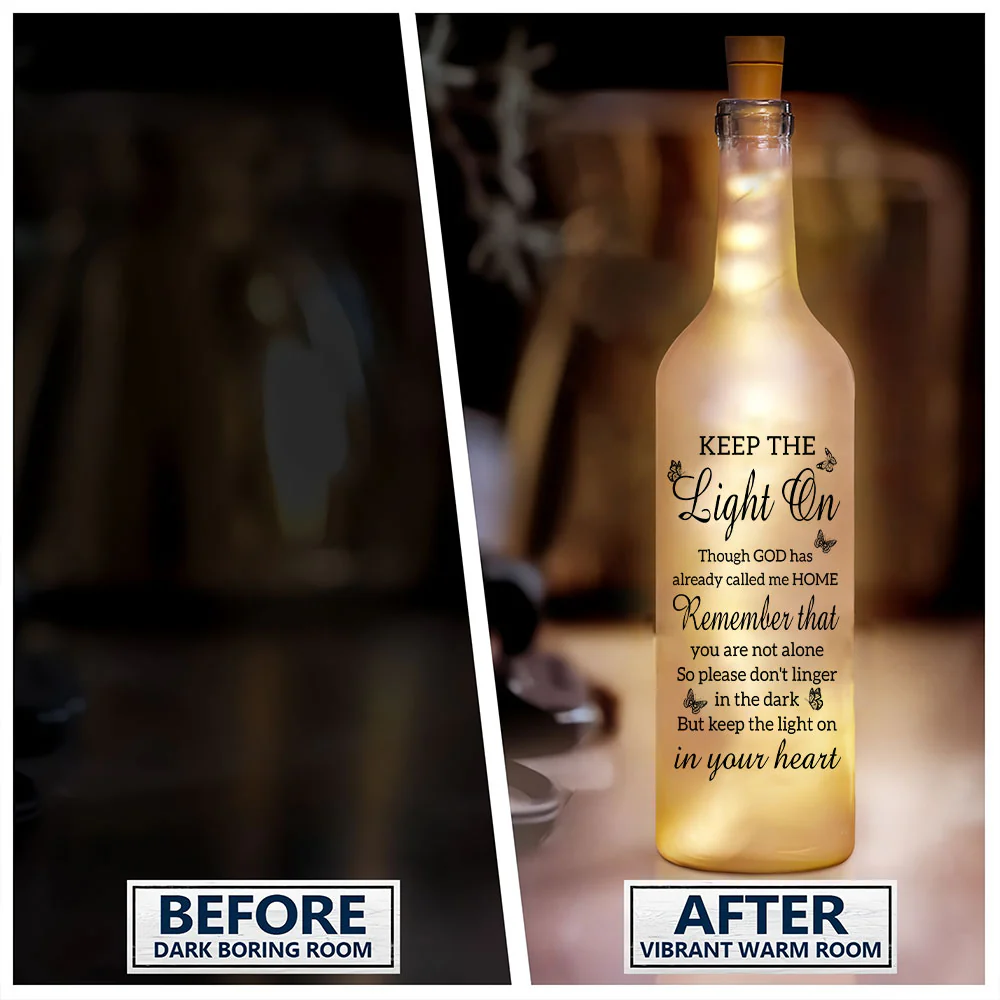 Custom Photo Though Absent, You Are Always Near Bottle Lamp LM32 893209 - Image 6